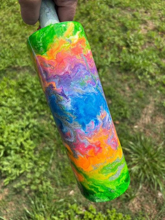 30 oz Custom Colorful Swirl Tumbler with Dual Lids