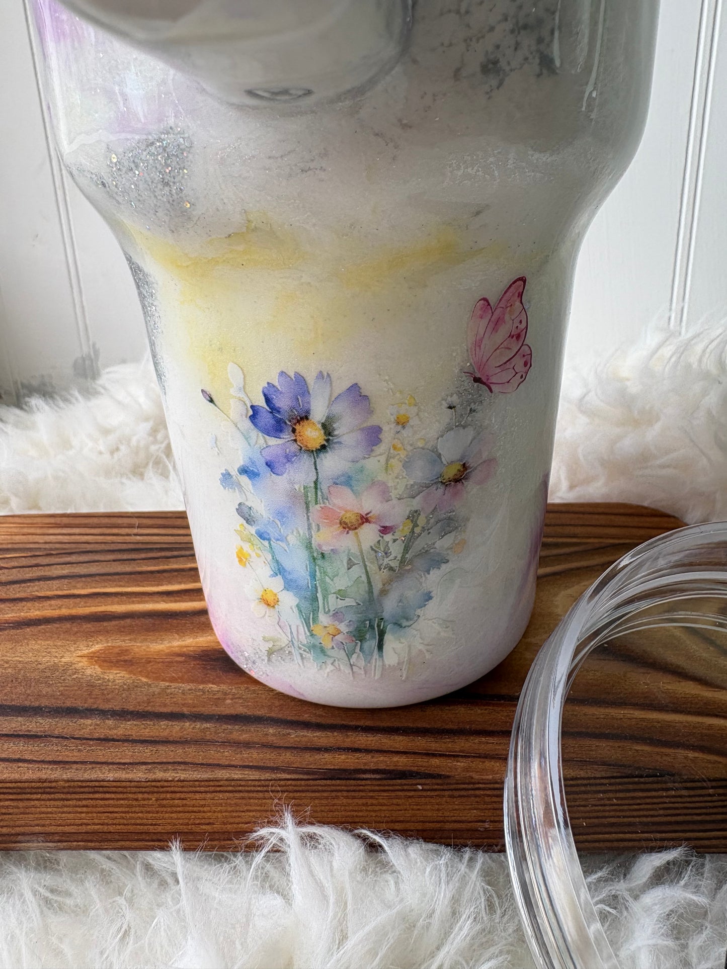 40 oz Handled Tumbler – Pastel Ink Swirl “Mama” Custom Cup
