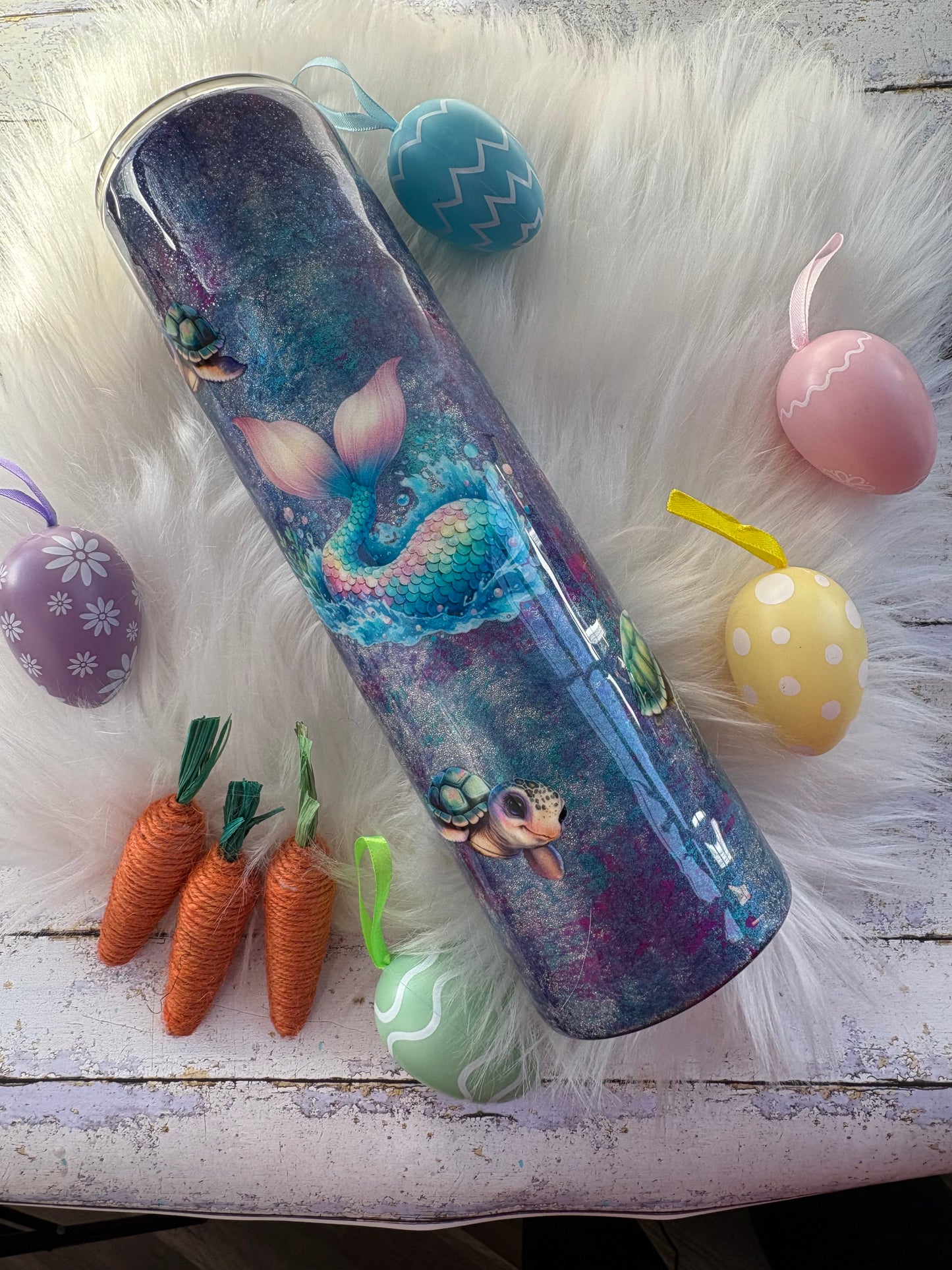 30 oz Mermaid & Sea Turtle Mica Patina Tumbler