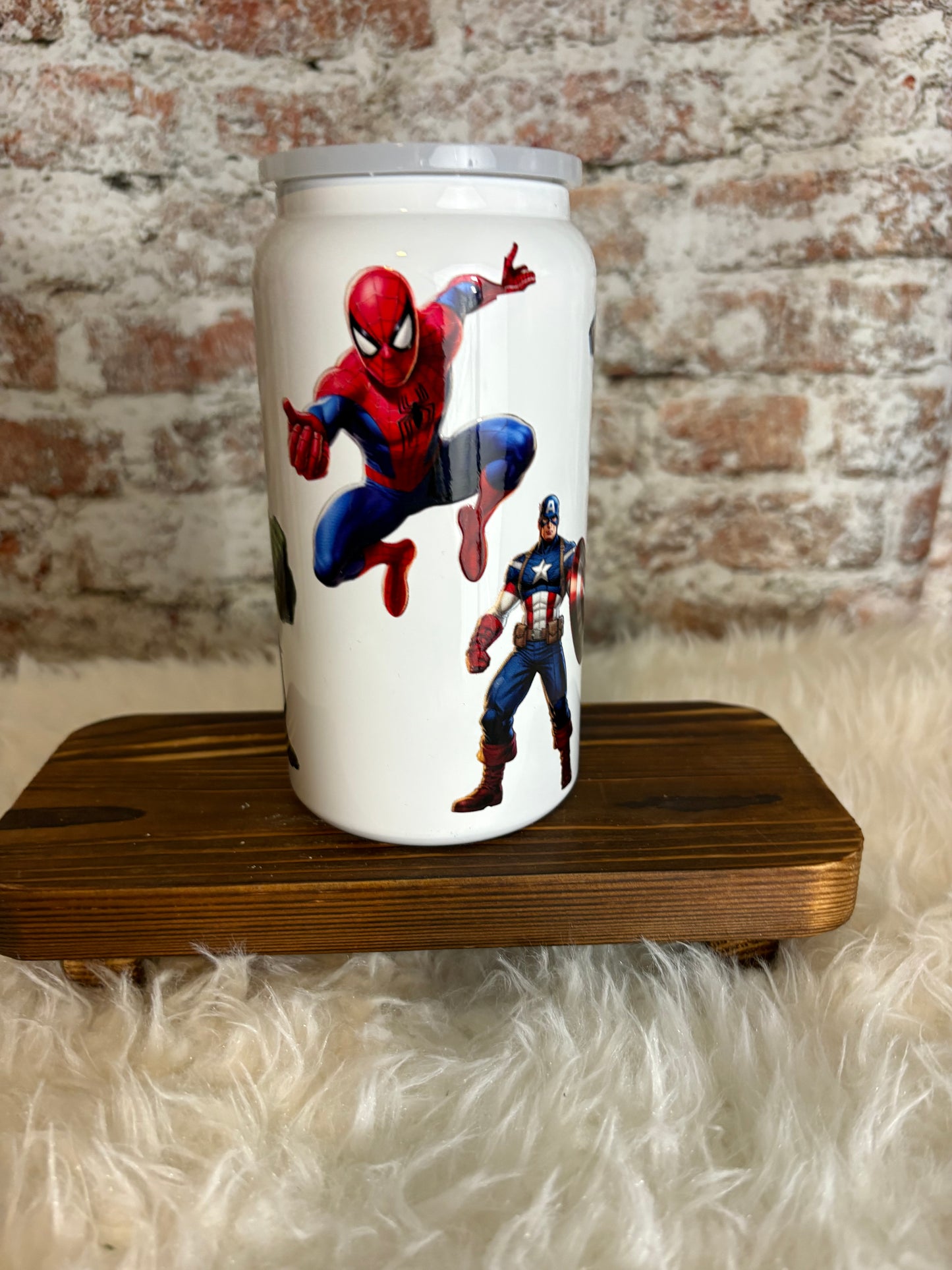 16 oz Superhero Squad Glass Can Tumbler