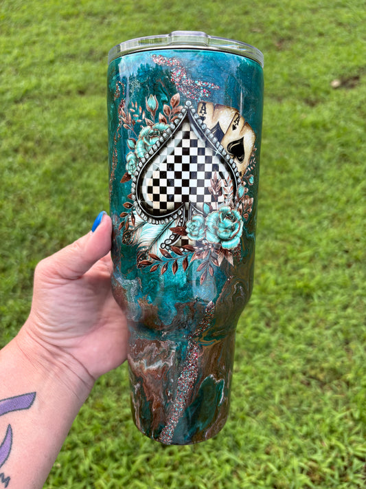 40 oz Western Spade & Turquoise Bootlace Curve Tumbler
