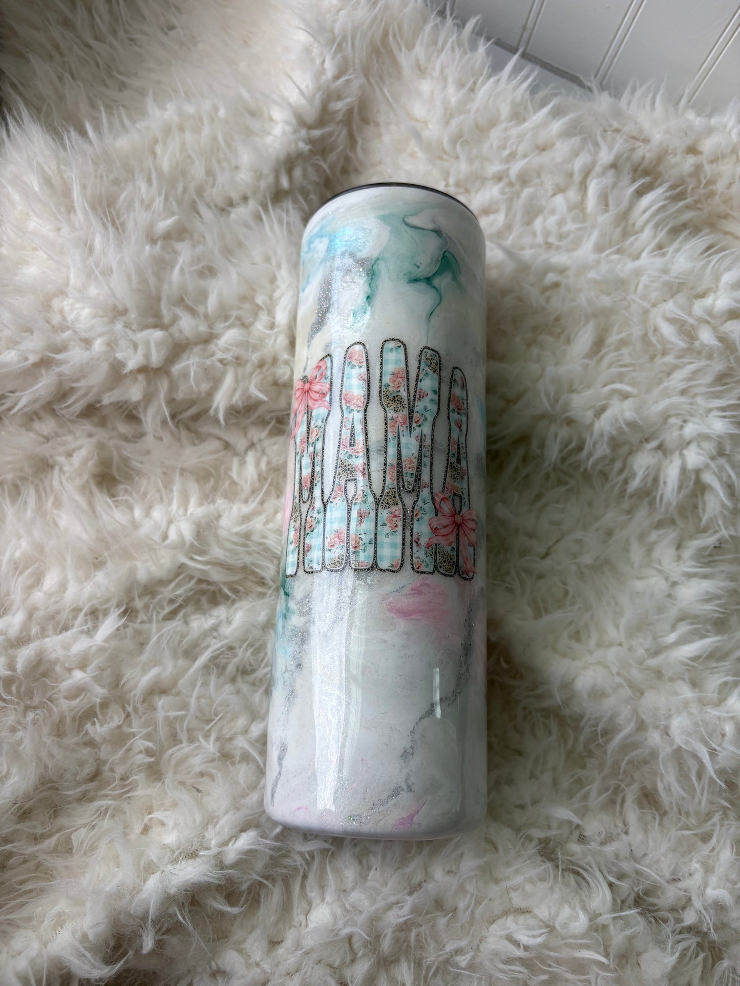 30 oz Mama Tumbler – Pastel Ink Swirl Custom Epoxy Cup