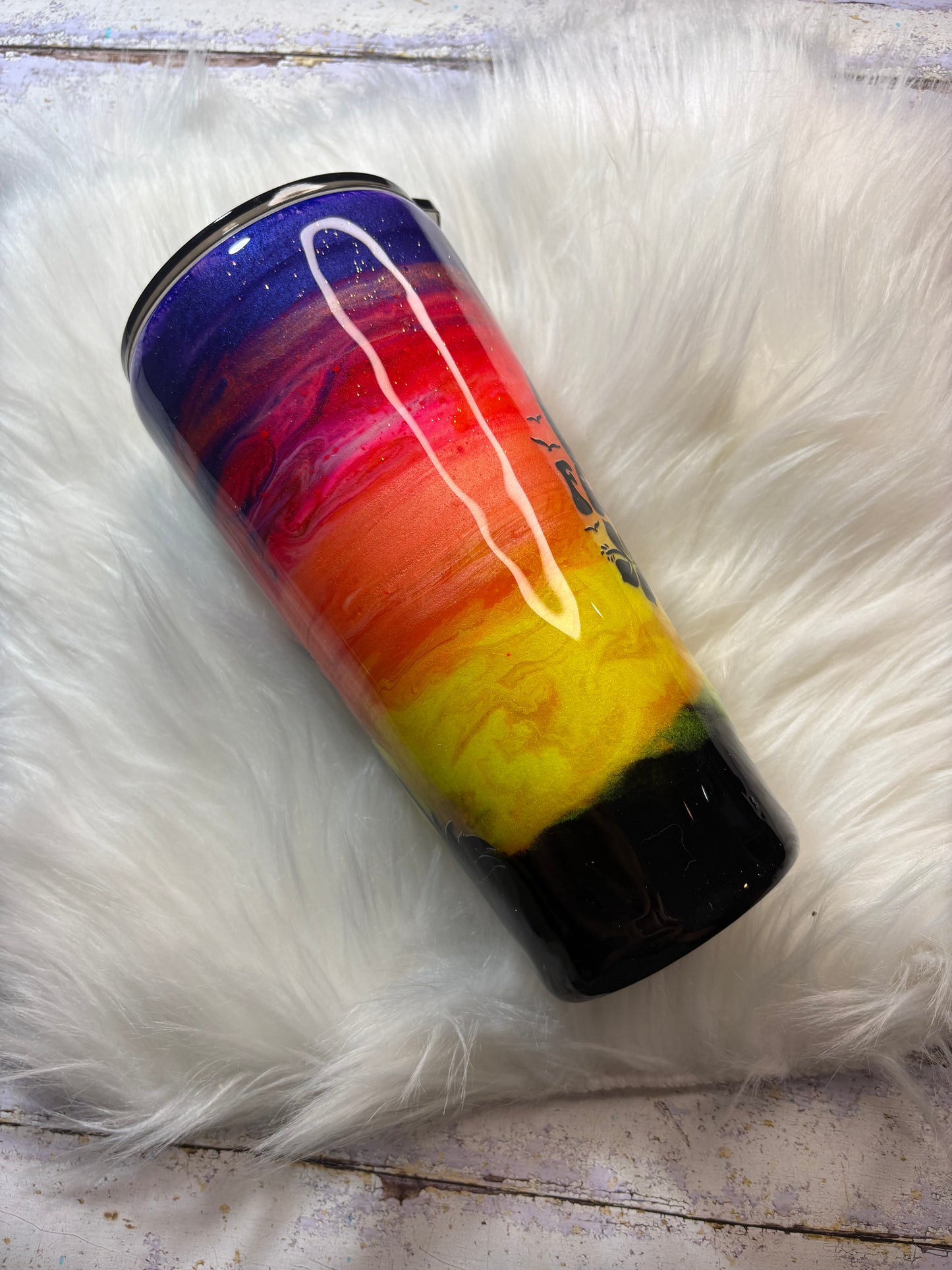 24 oz Tropical Sunset Glitter Tumbler