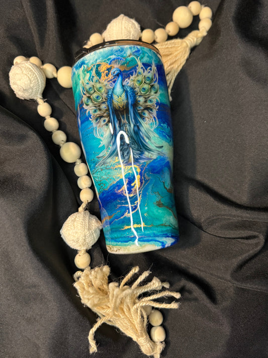 💙 30 oz Blue Jewel Ink Swirl Peacock Tumbler 💙