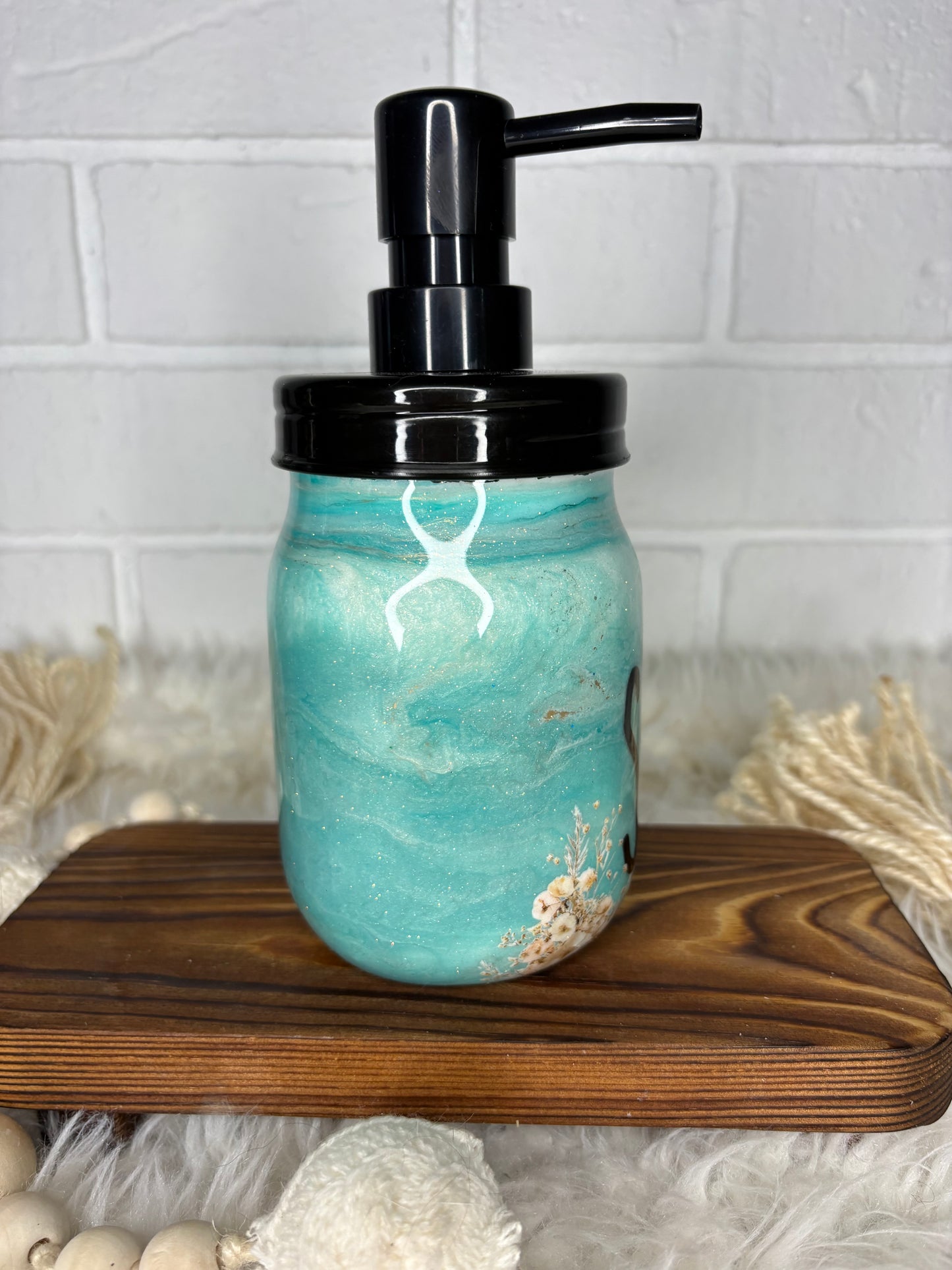 ✨🧼 Teal Floral “SOAP” Dispenser 🧼✨