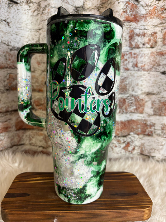 💚🐾 Van Buren Pointers Pride Tumbler – 40oz of School Spirit! 🖤