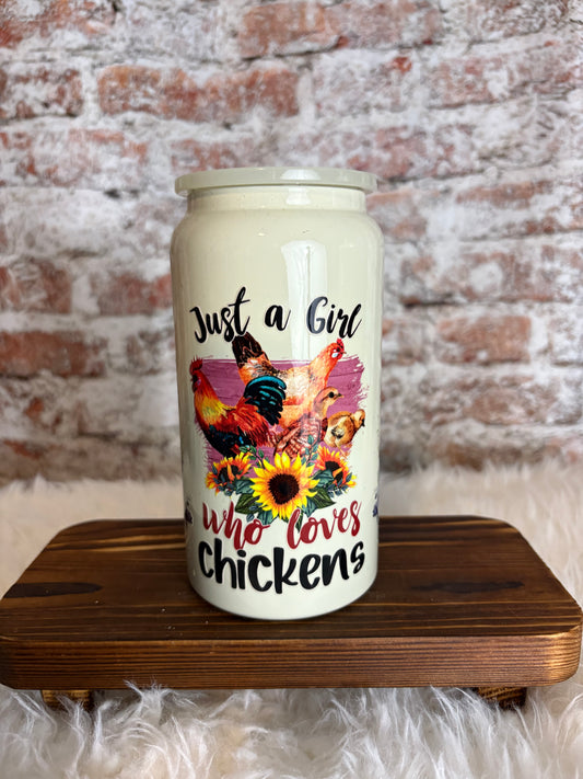 Just a Girl Who Loves Chickens – 16 oz Farmhouse Tumbler