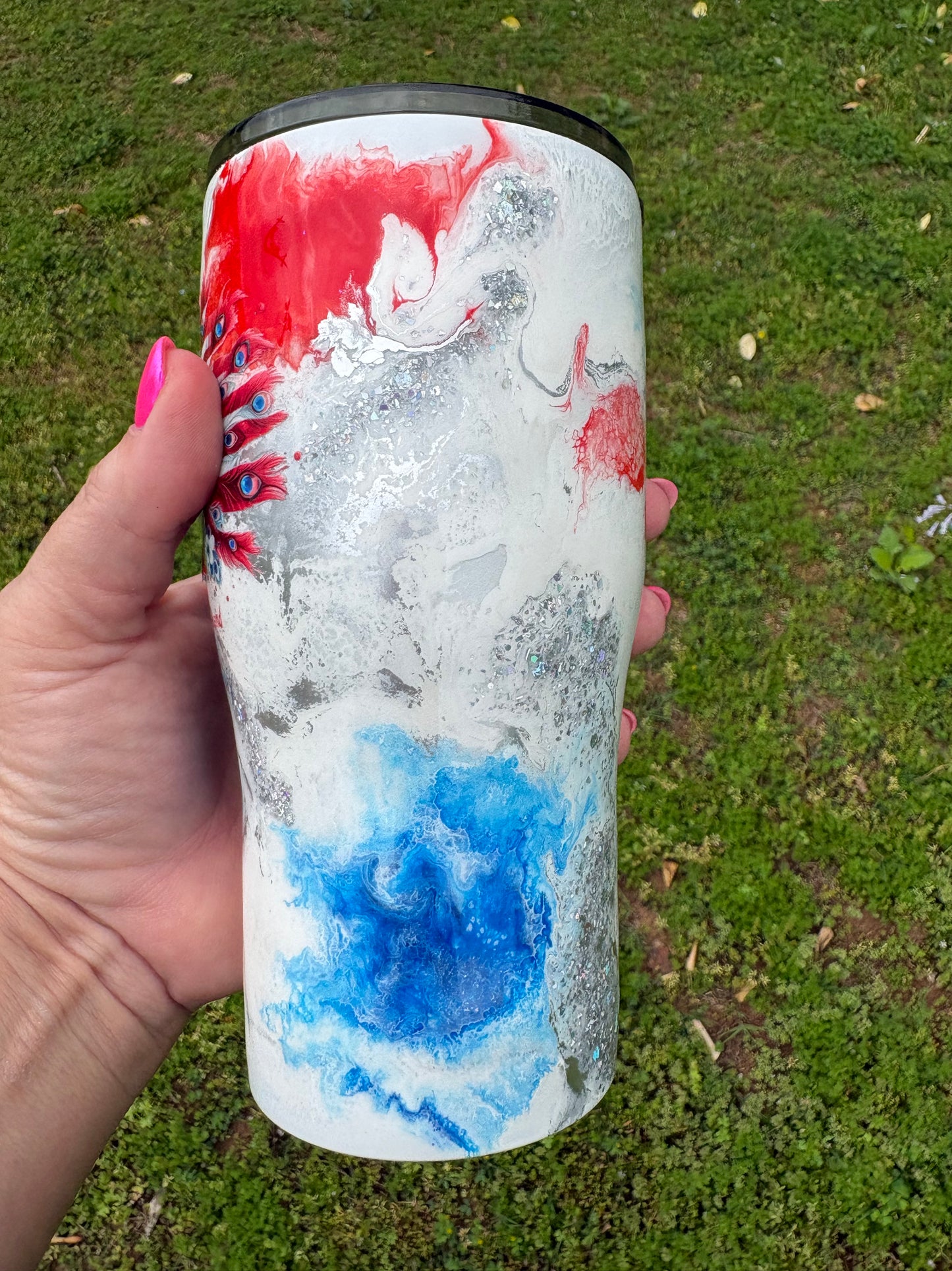 🇺🇸✨ 20 oz “Red, White and Fabulous” Patriotic Peacock Tumbler ✨🇺🇸