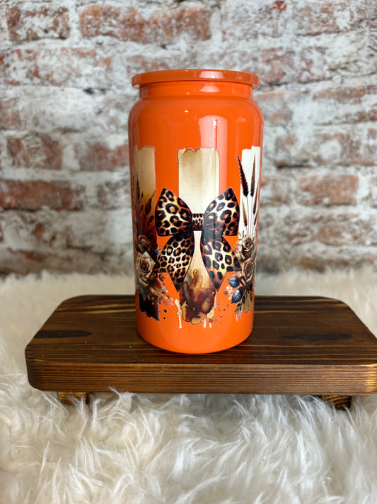 Fierce & Fabulous – 16 oz Leopard Bow Tumbler