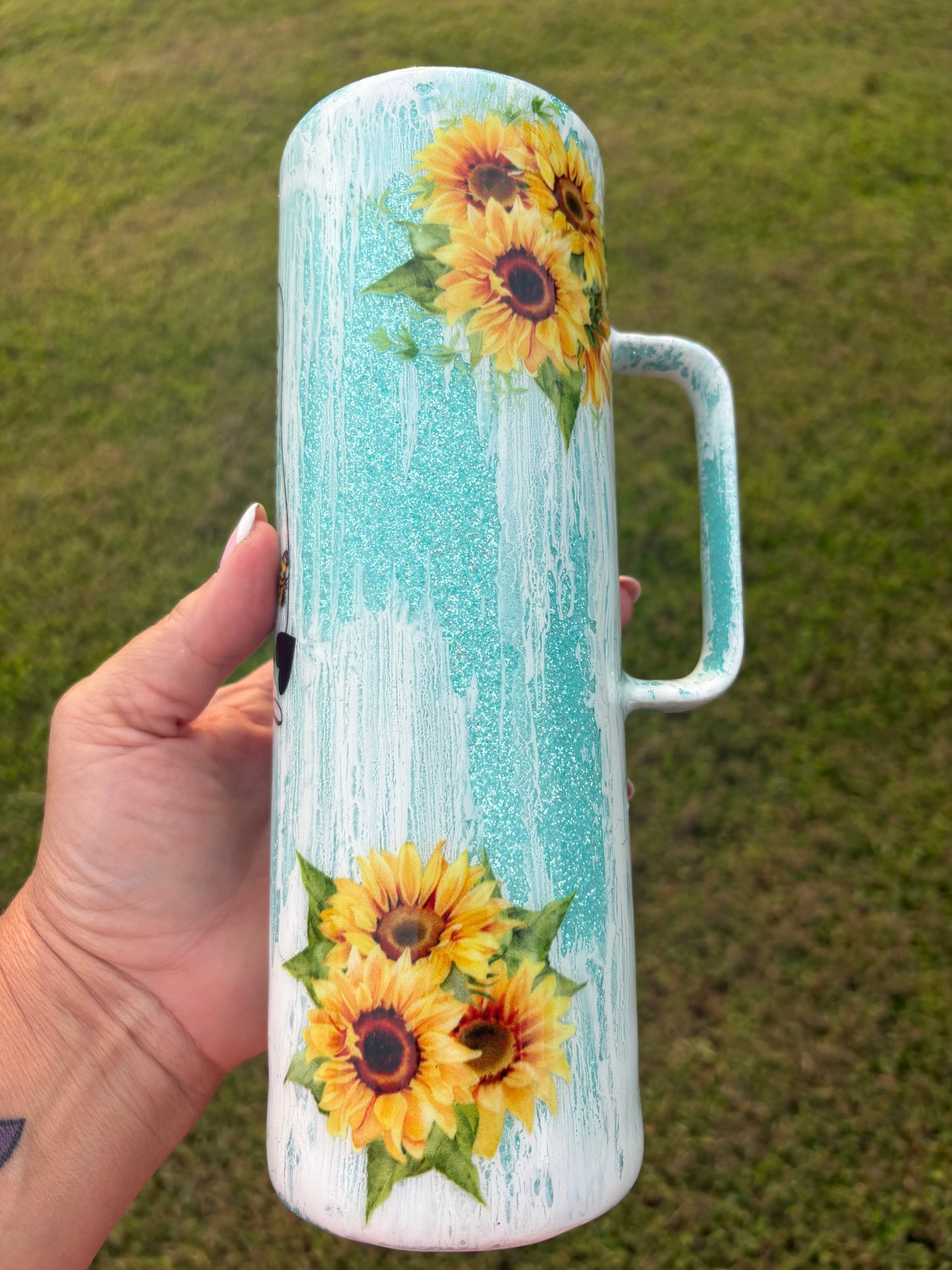 Happiness Blooms From Within | Handmade Handled Tumbler