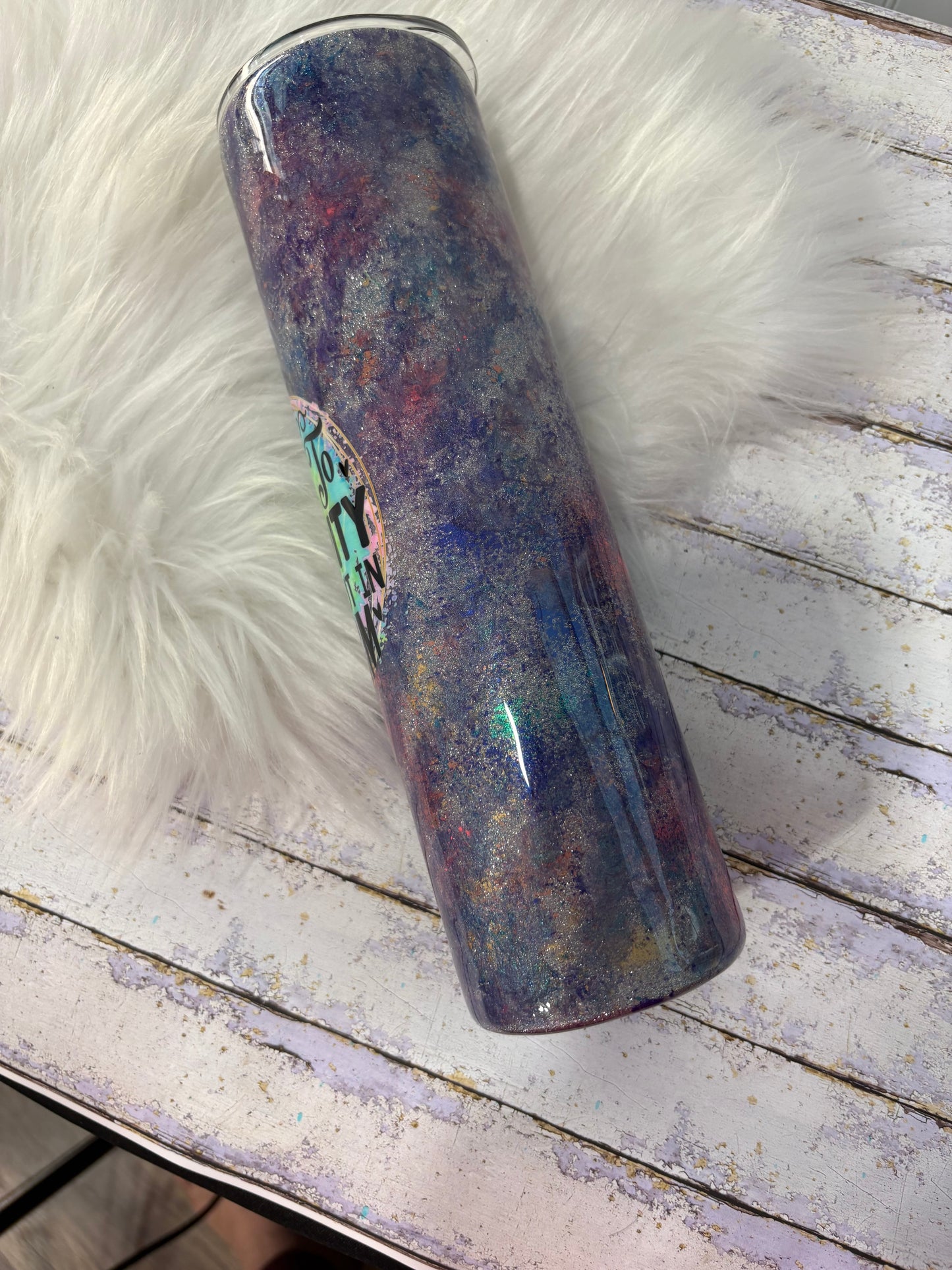 35 oz Mica Patina Sarcastic Tumbler – “Allergic to Stupidity” Handmade Glitter Cup