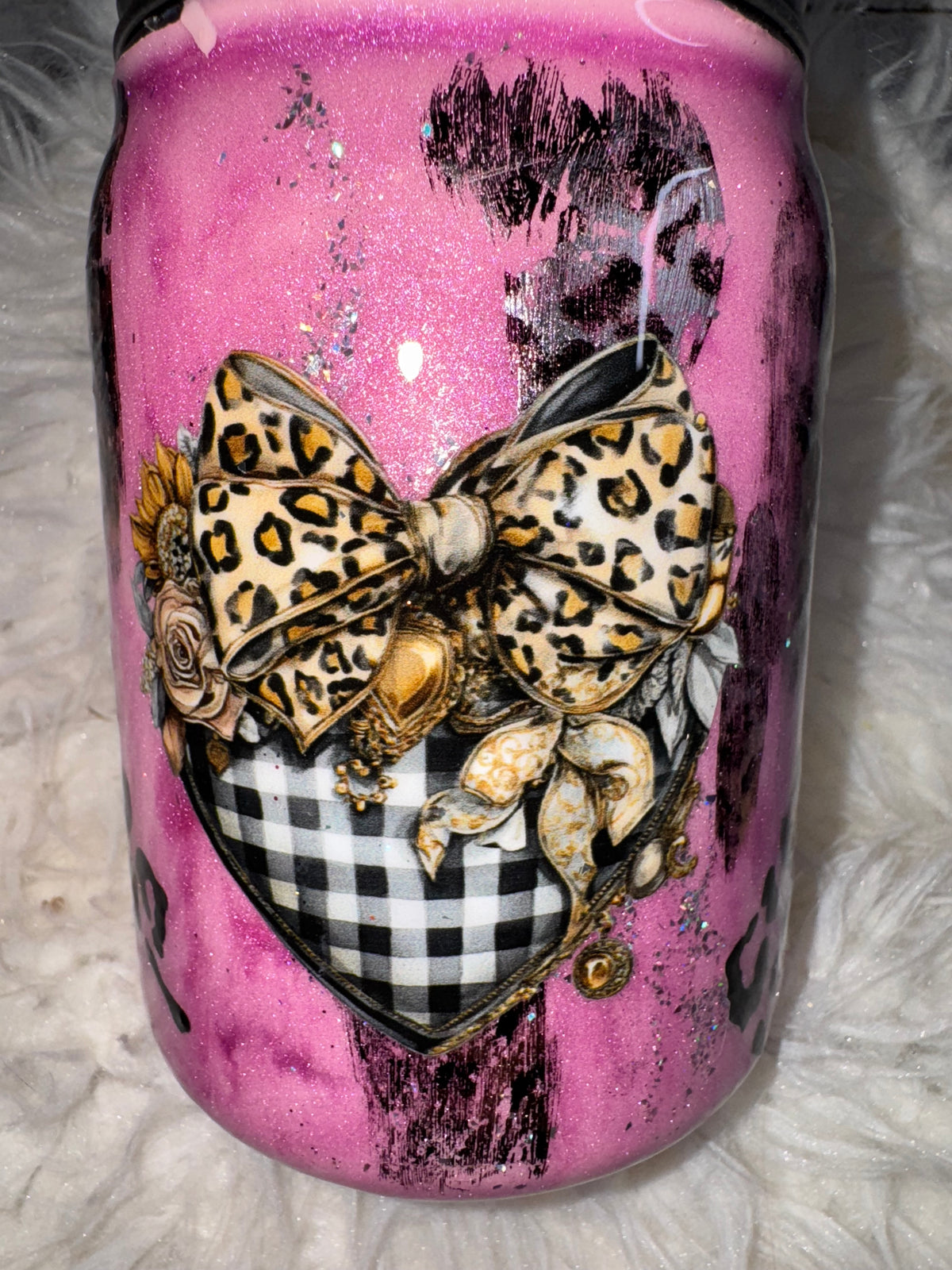 Pink Leopard Cow – 10 oz Stainless Steel Mason Jar Tumbler