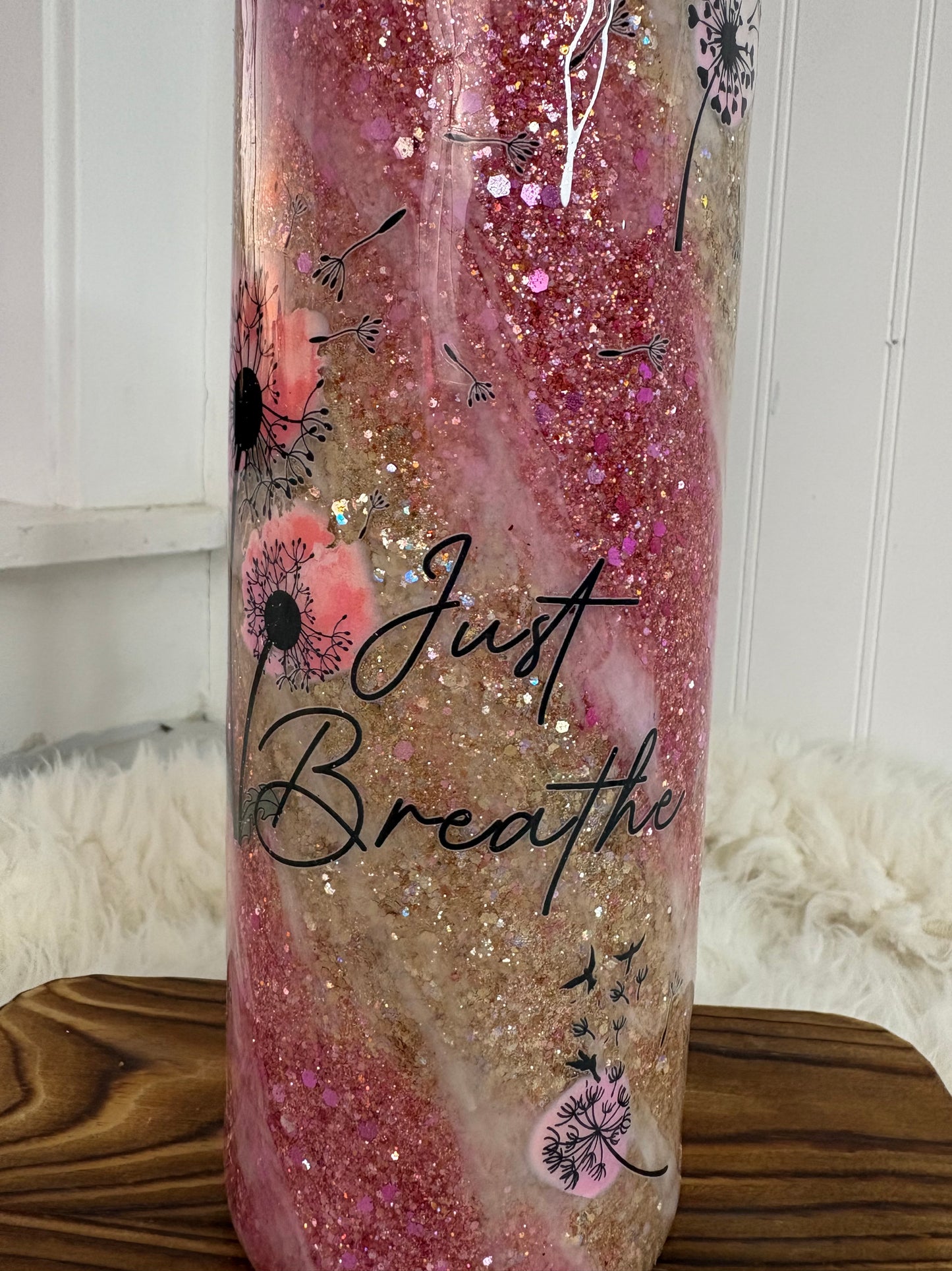 30 oz “Just Breathe” Skinny Handled Tumbler
