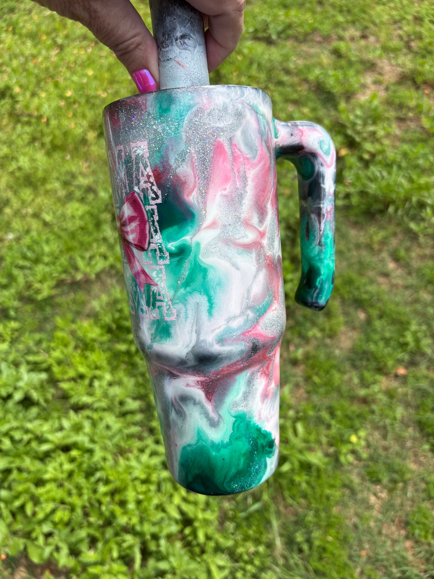 30 oz “Mama” Pink Bow Tumbler