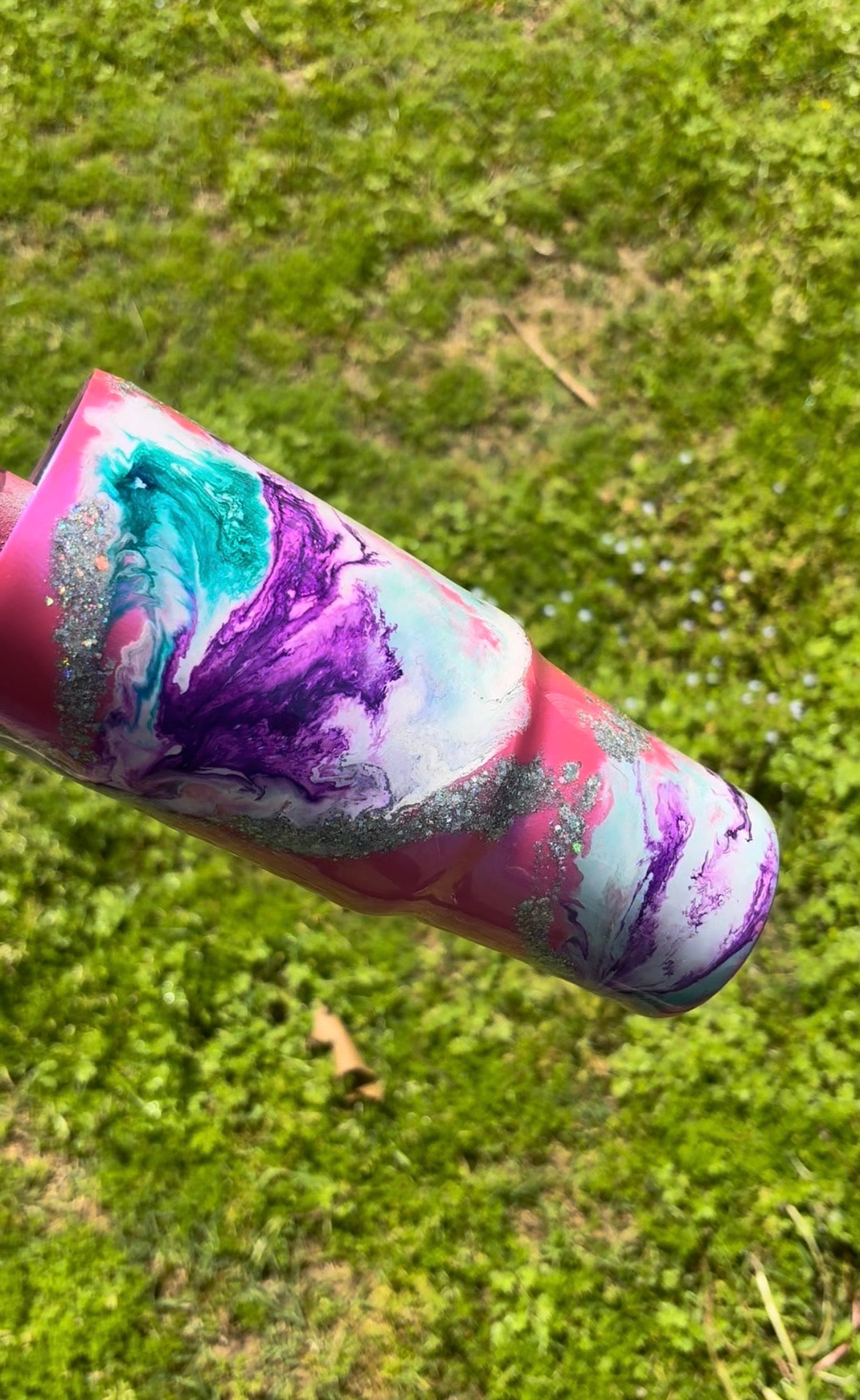 30 oz Pink Swirl Epoxy Tumbler – Custom Name Available