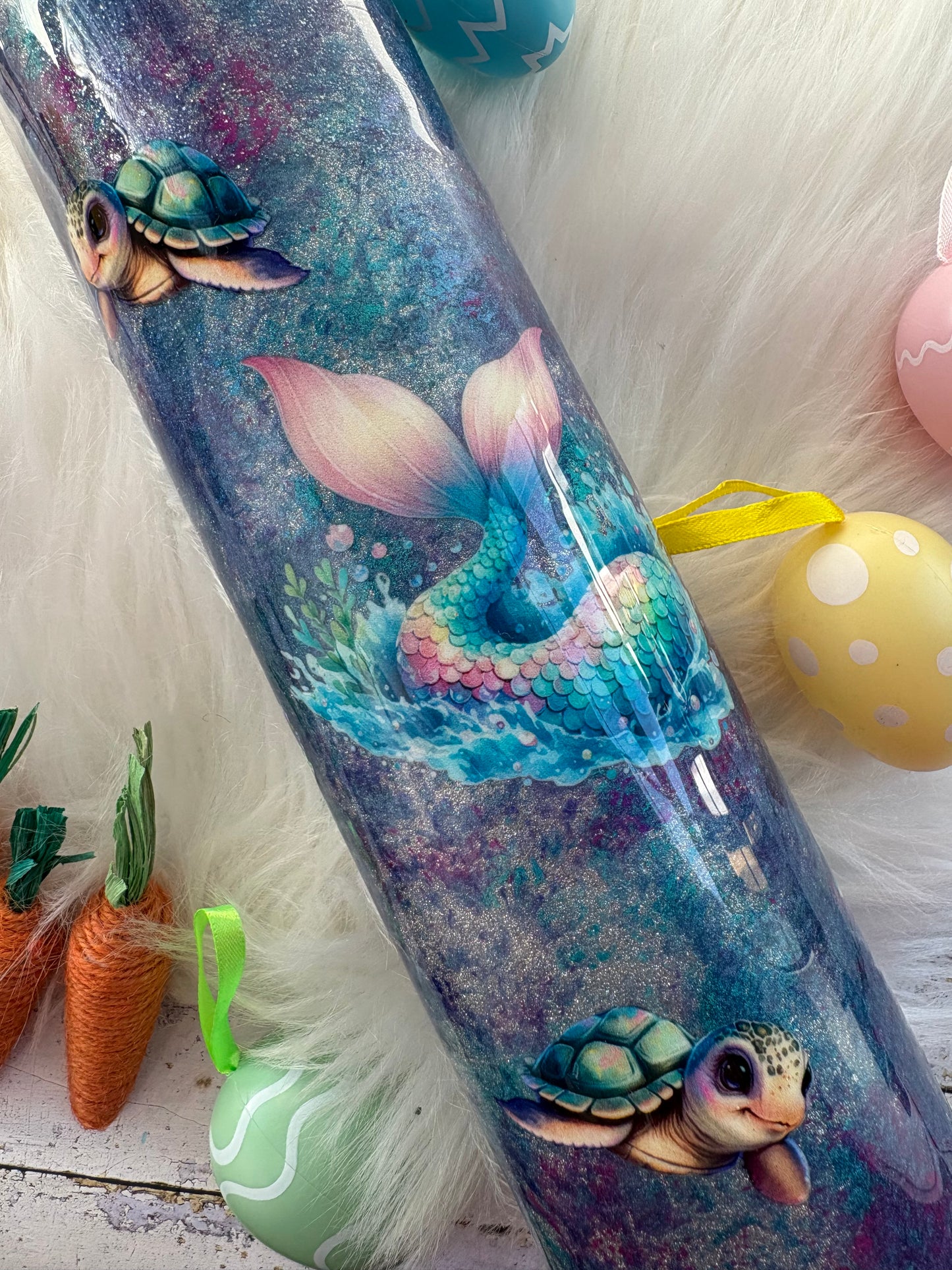30 oz Mermaid & Sea Turtle Mica Patina Tumbler