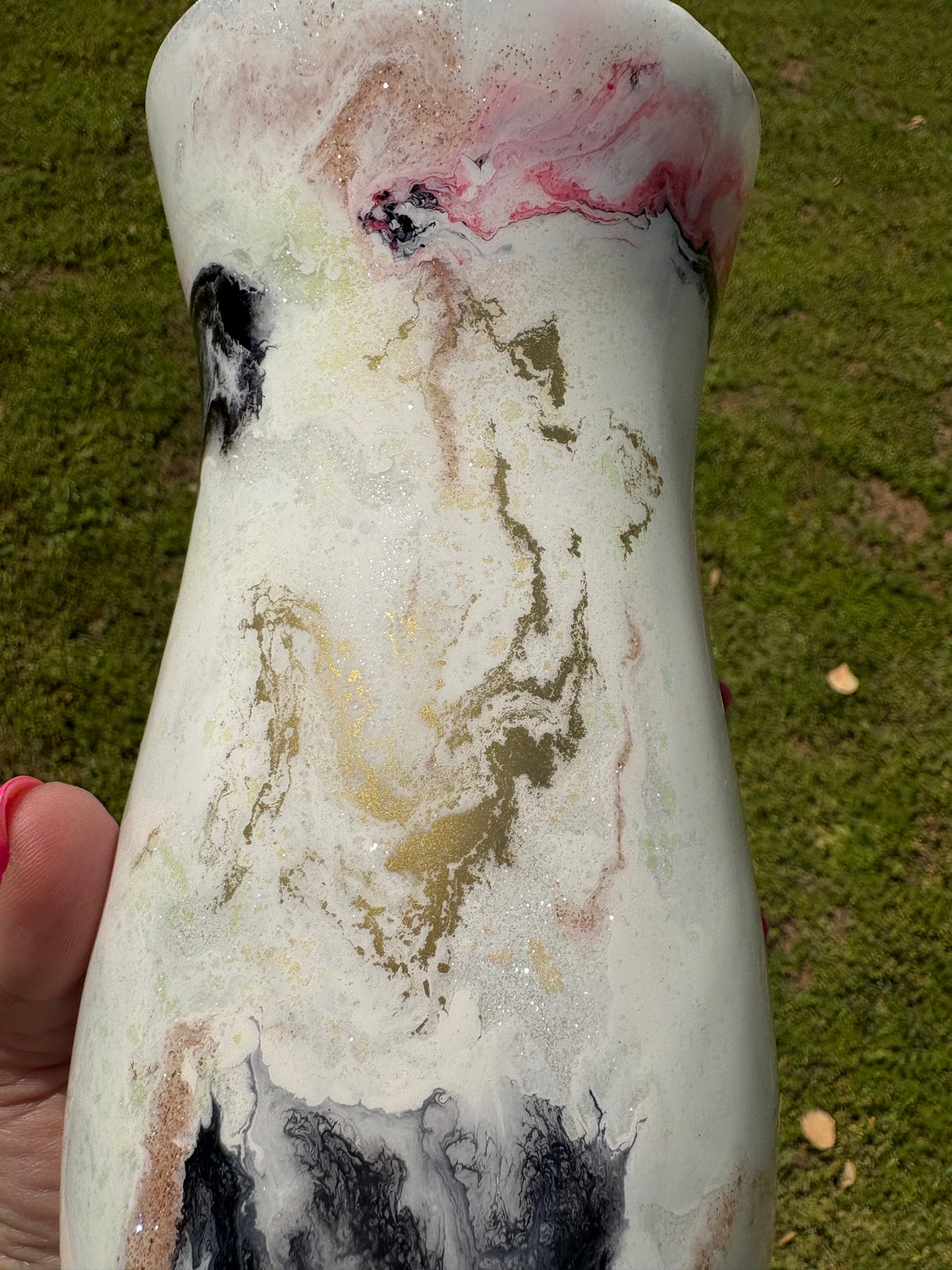 One of a Kind Handmade Decorative Vase – Red, Gold & Black Statement Piece