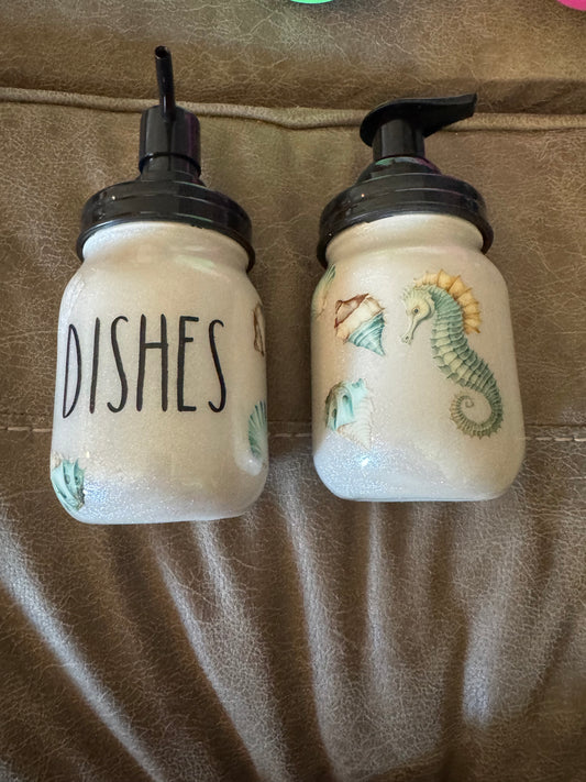 🌊 Coastal Charm Soap Dispenser Set – Hands & Dishes 🌊