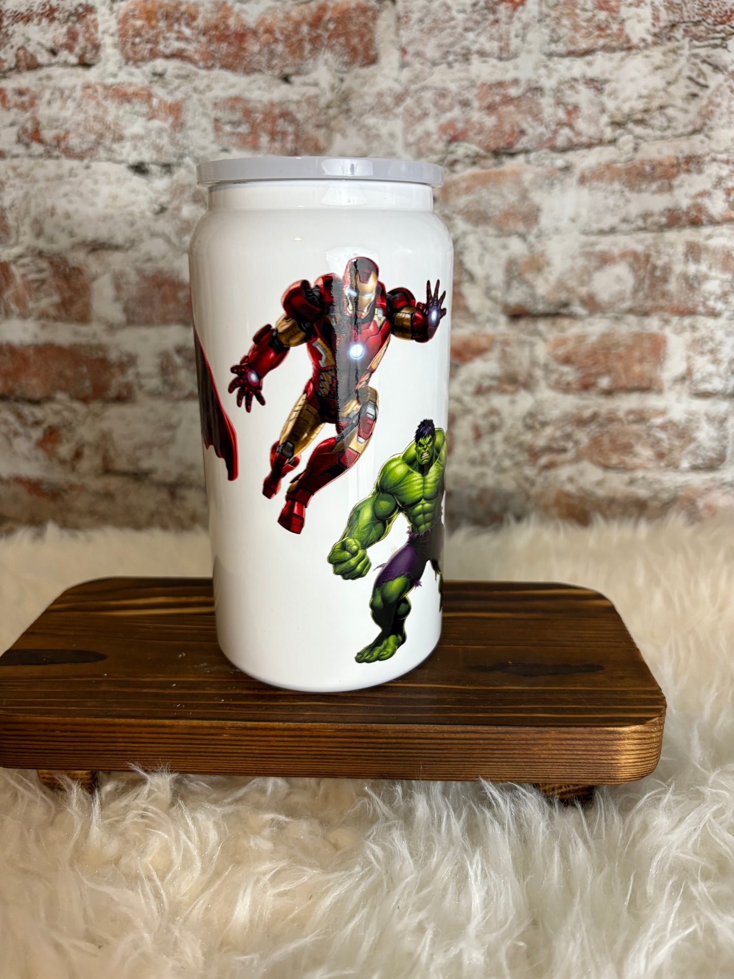 16 oz Superhero Squad Glass Can Tumbler