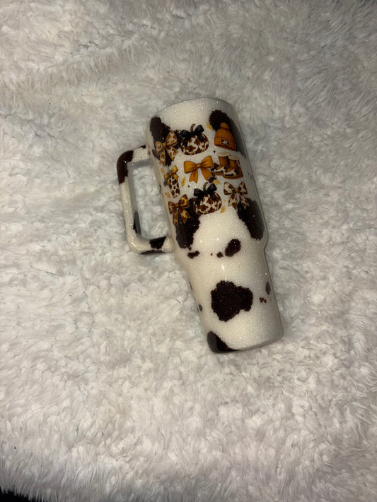 🤎 40oz Cow Print & Leopard Bow Tumbler 🤎