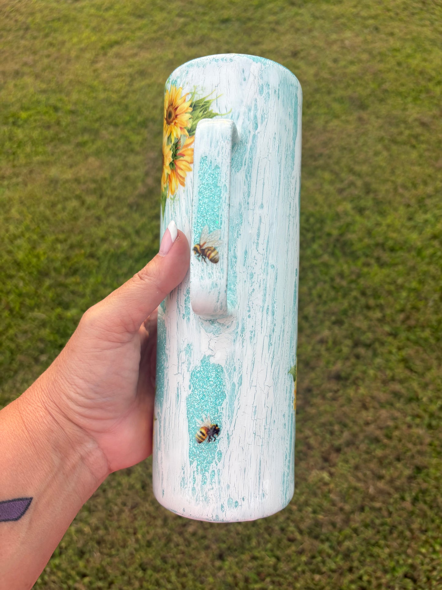 Happiness Blooms From Within | Handmade Handled Tumbler