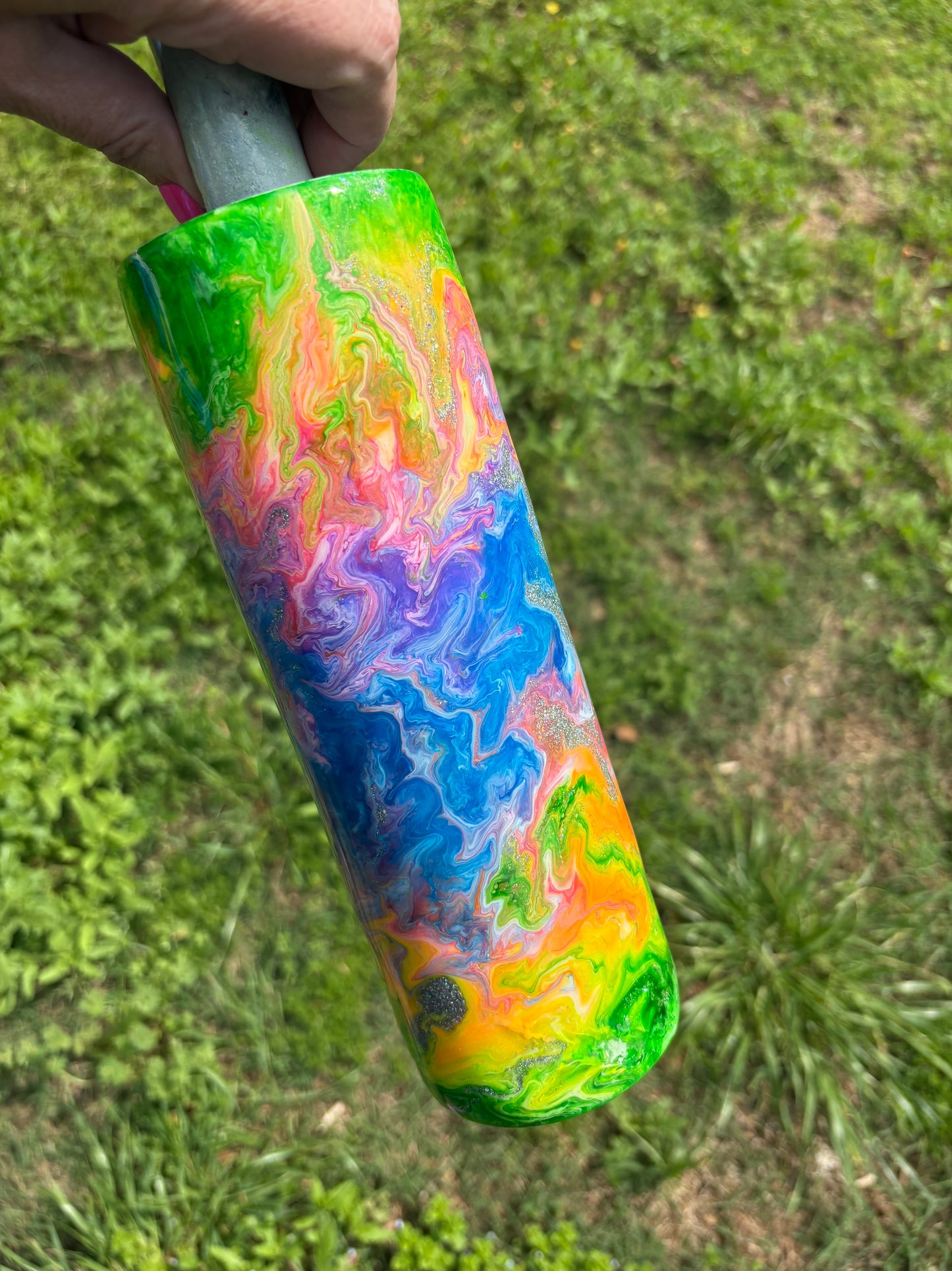 30 oz Custom Colorful Swirl Tumbler with Dual Lids