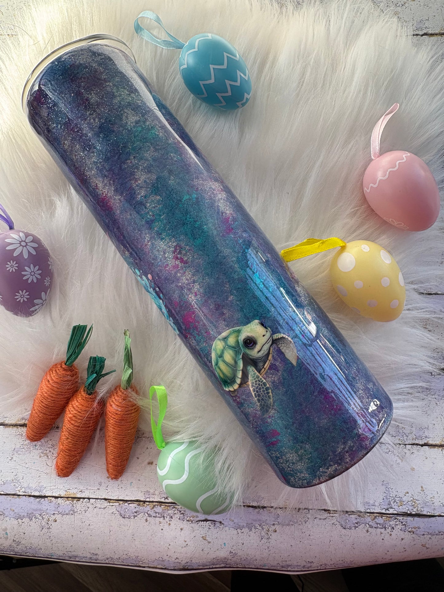 30 oz Mermaid & Sea Turtle Mica Patina Tumbler