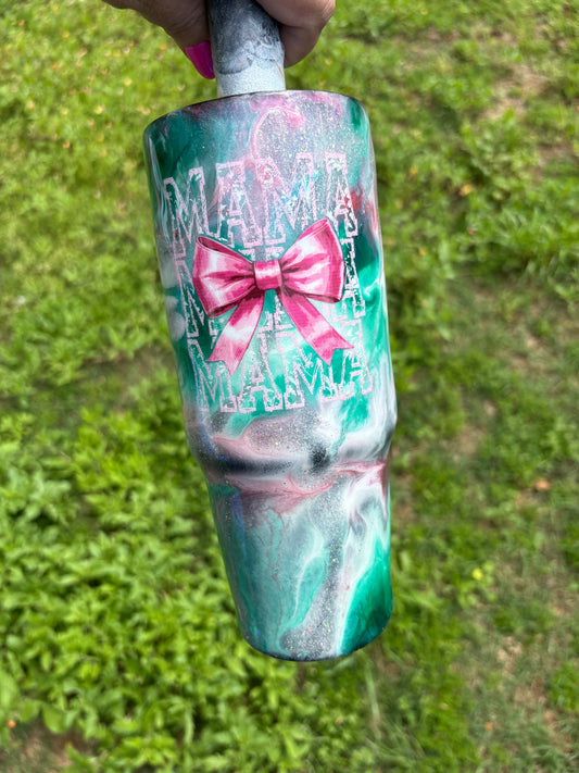 30 oz “Mama” Pink Bow Tumbler
