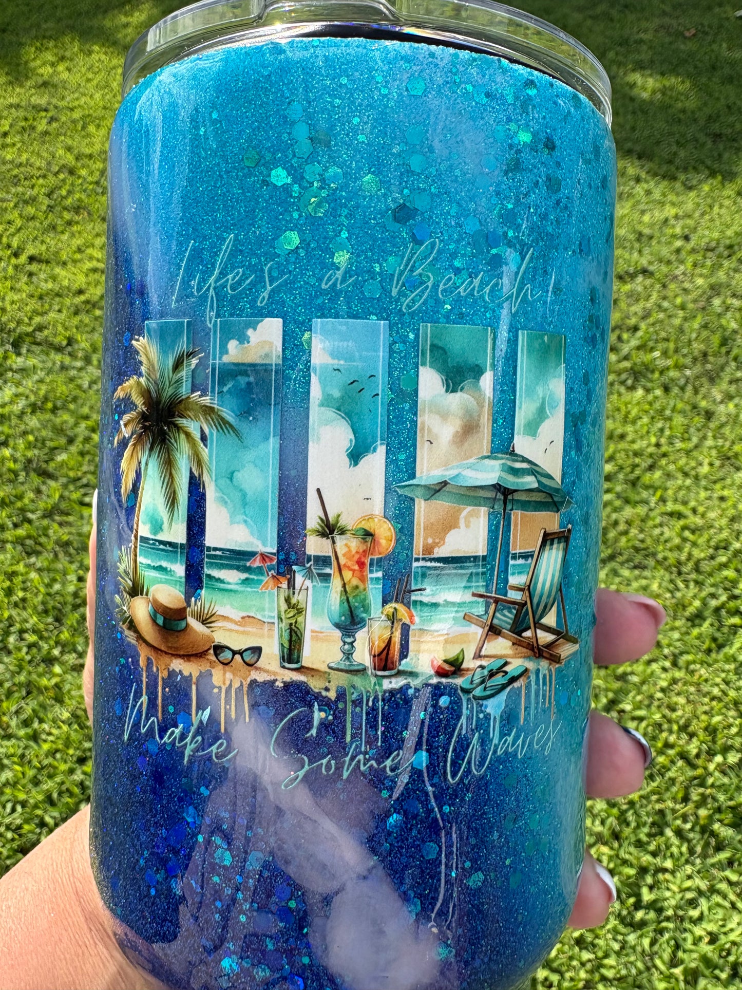 Life’s a Beach Make Some Waves – 40 oz Curved Tumbler