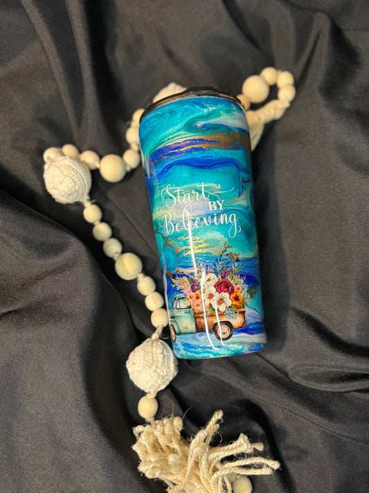 💙 24 oz Blue Jewel Ink Swirl Tumbler 💙