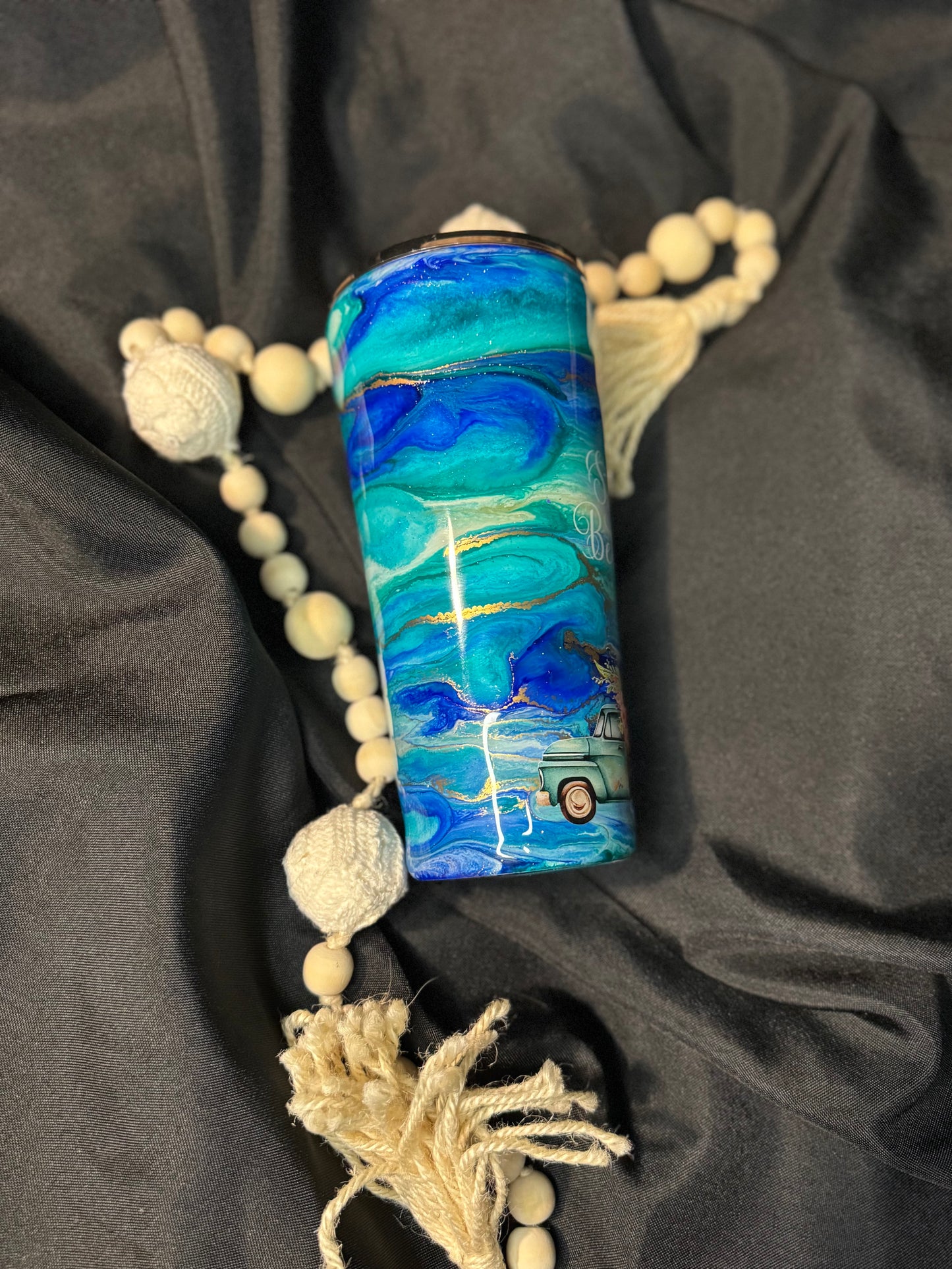 💙 24 oz Blue Jewel Ink Swirl Tumbler 💙