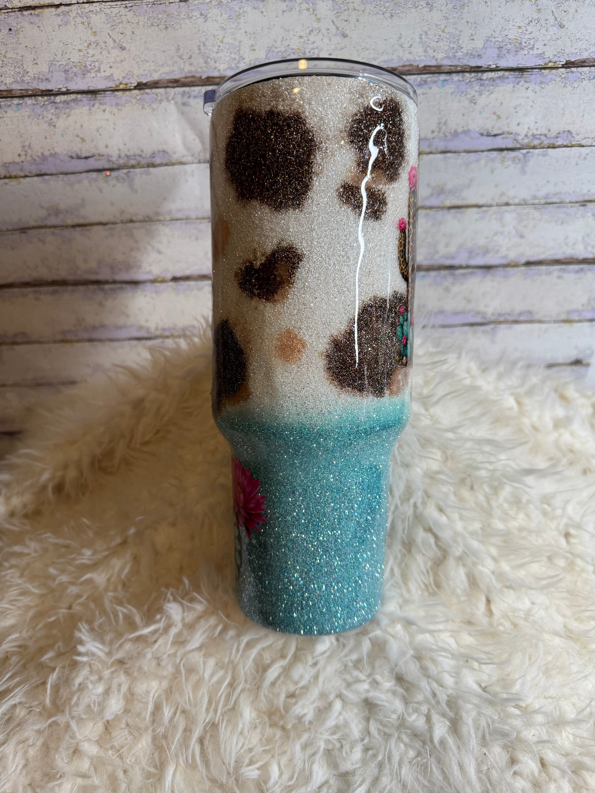Western Cactus 40 oz Glitter Tumbler