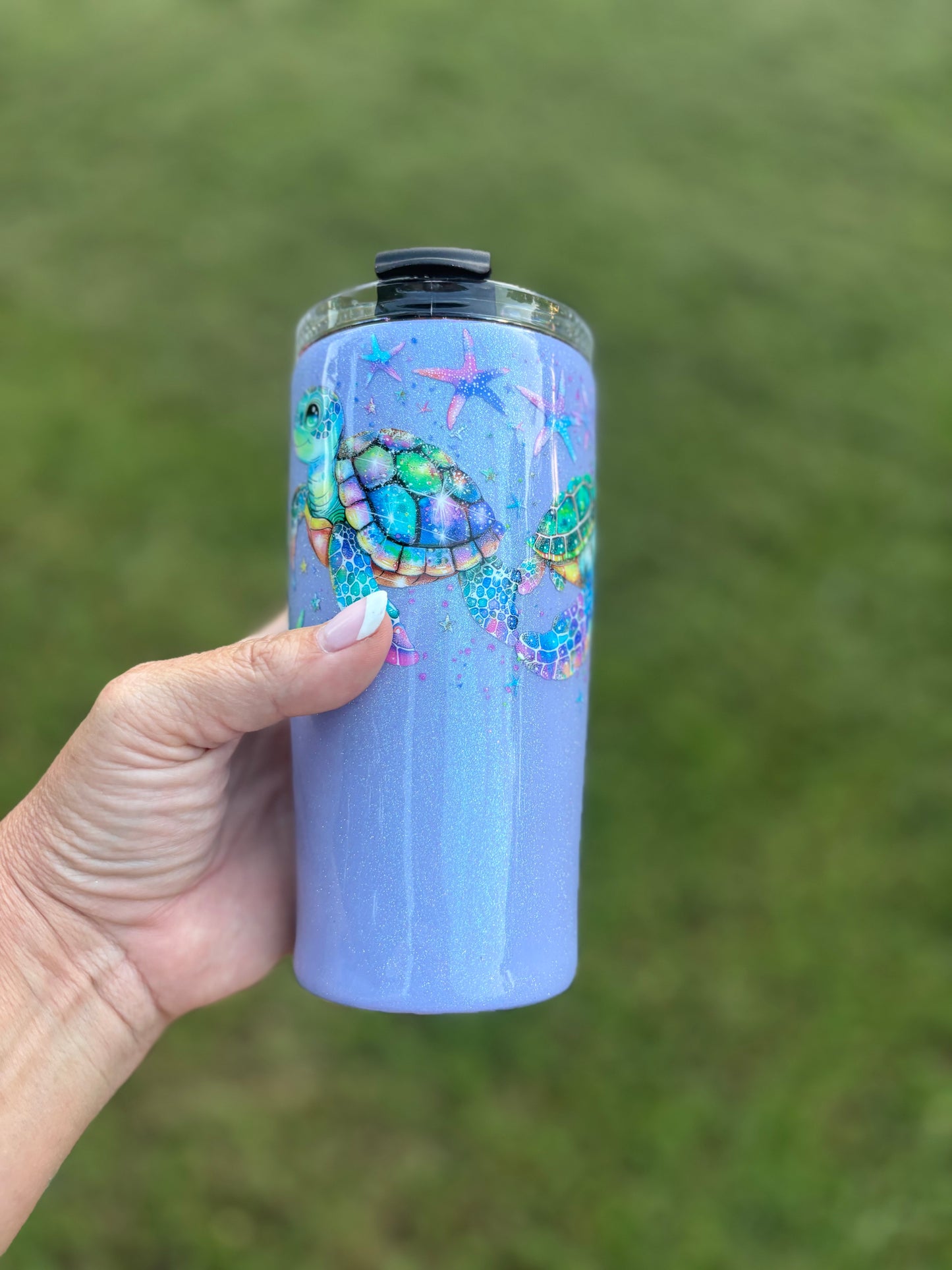 Sun, Sand & State of Mind Sea Turtle Skinny Tumbler | Handmade Beach Tumbler