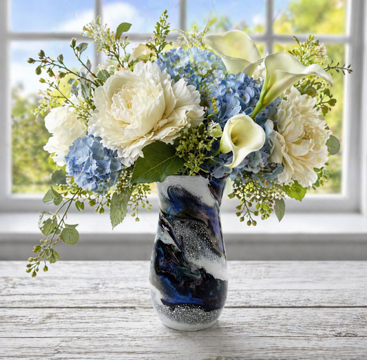 One of a Kind Handmade Decorative Vase – Shimmer Marble Design