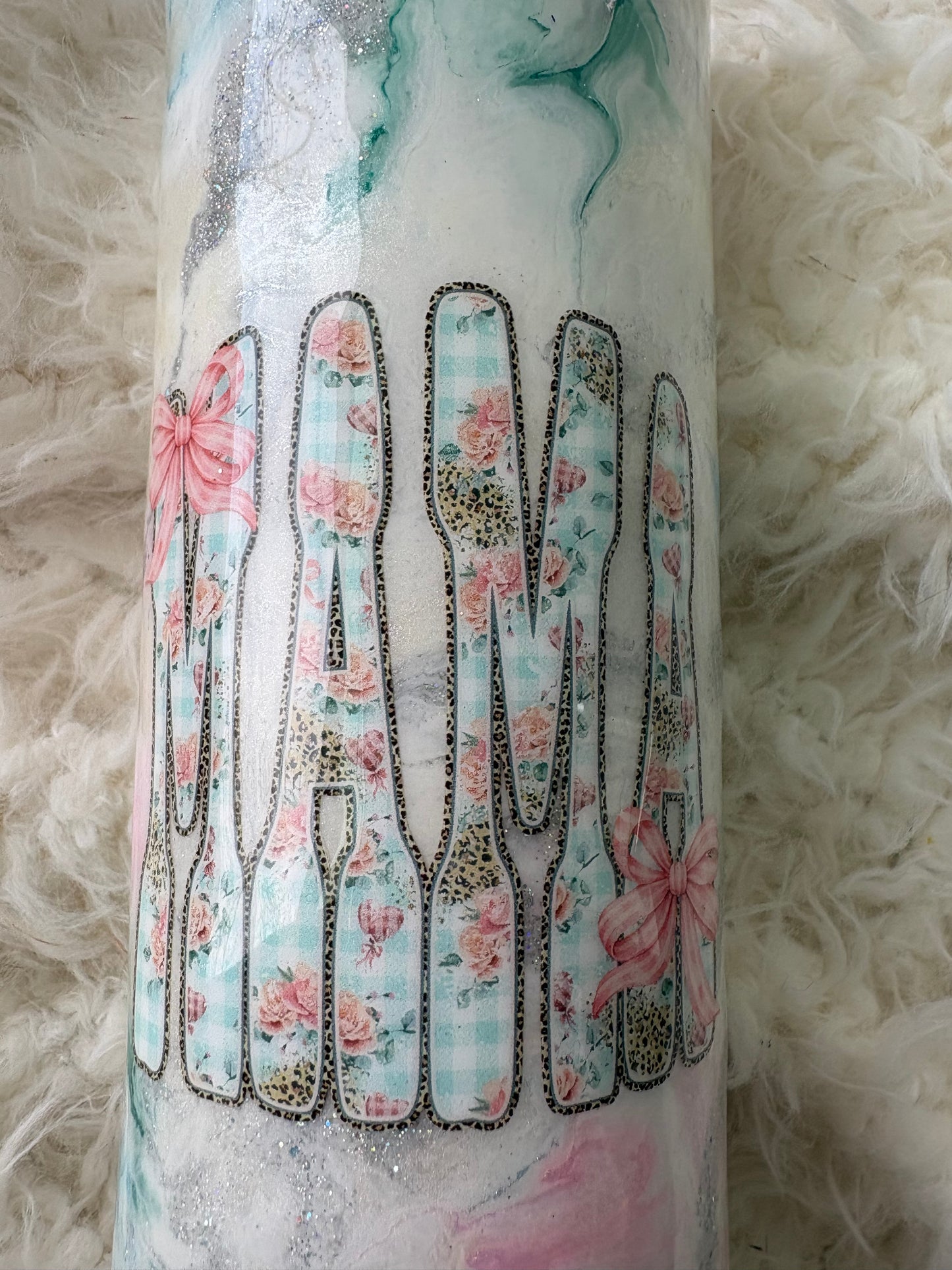 30 oz Mama Tumbler – Pastel Ink Swirl Custom Epoxy Cup