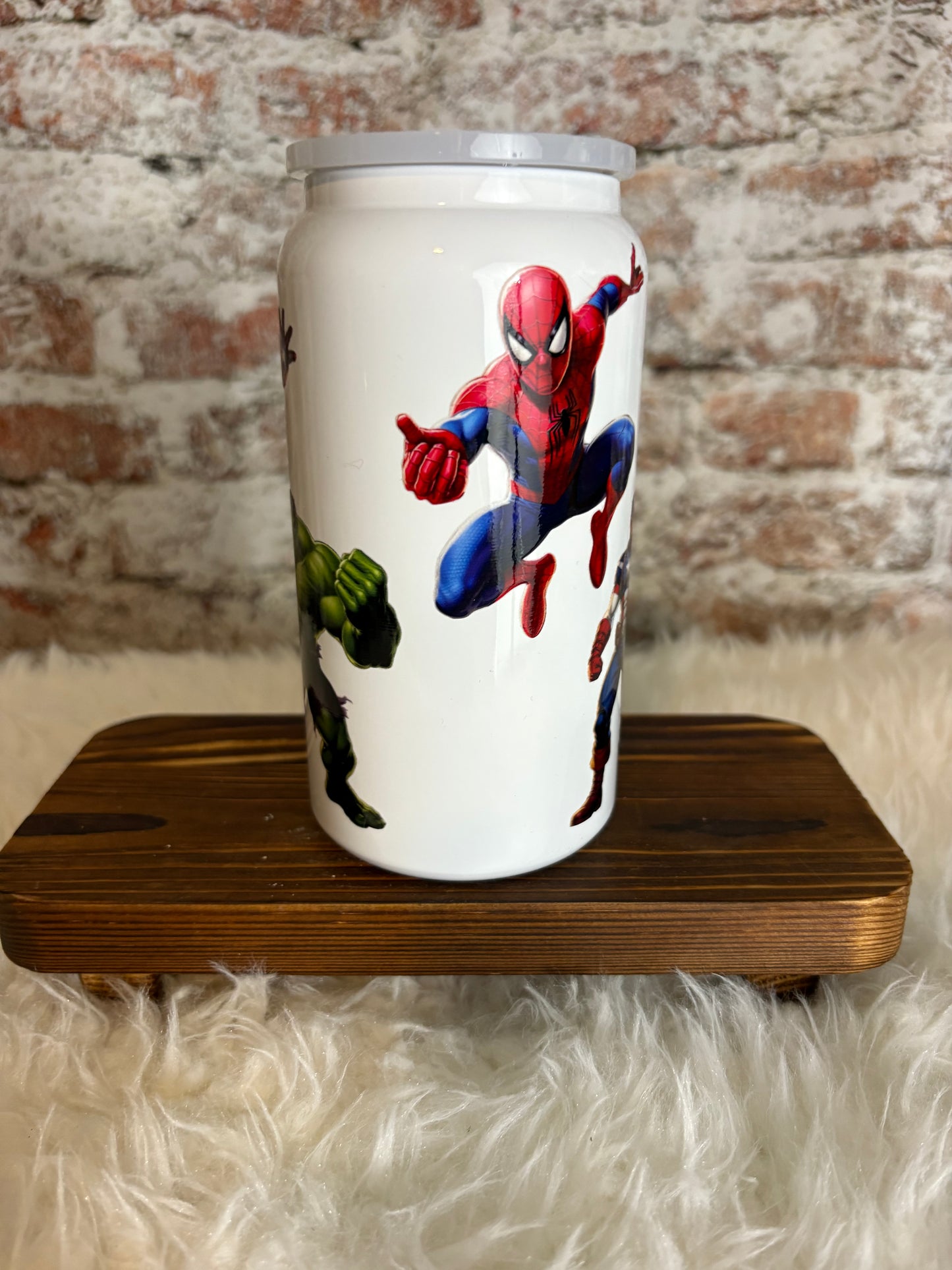 16 oz Superhero Squad Glass Can Tumbler