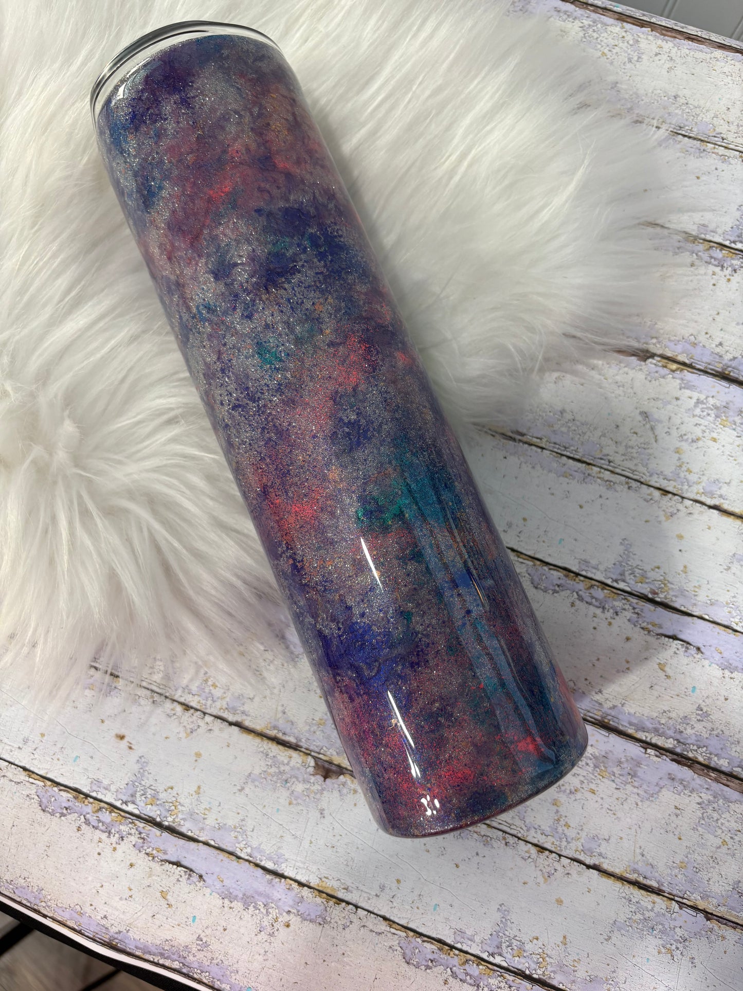 35 oz Mica Patina Sarcastic Tumbler – “Allergic to Stupidity” Handmade Glitter Cup