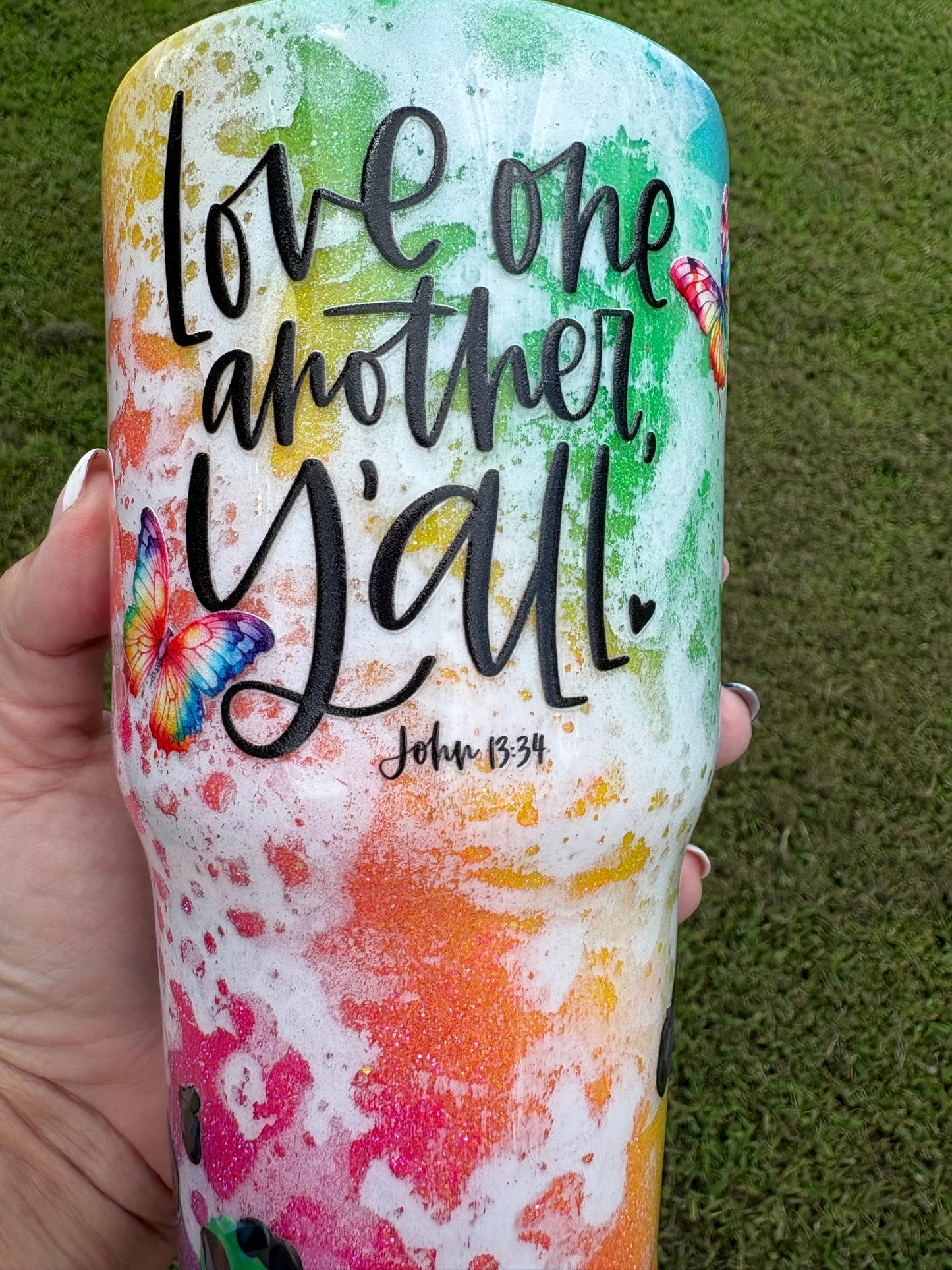 Love One Another | 30 oz Handmade Glitter Tumbler
