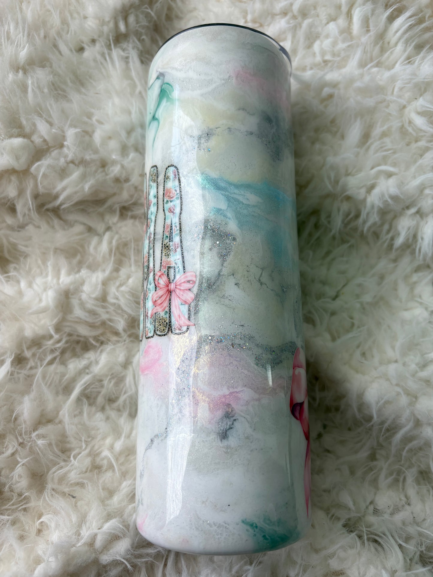 30 oz Mama Tumbler – Pastel Ink Swirl Custom Epoxy Cup