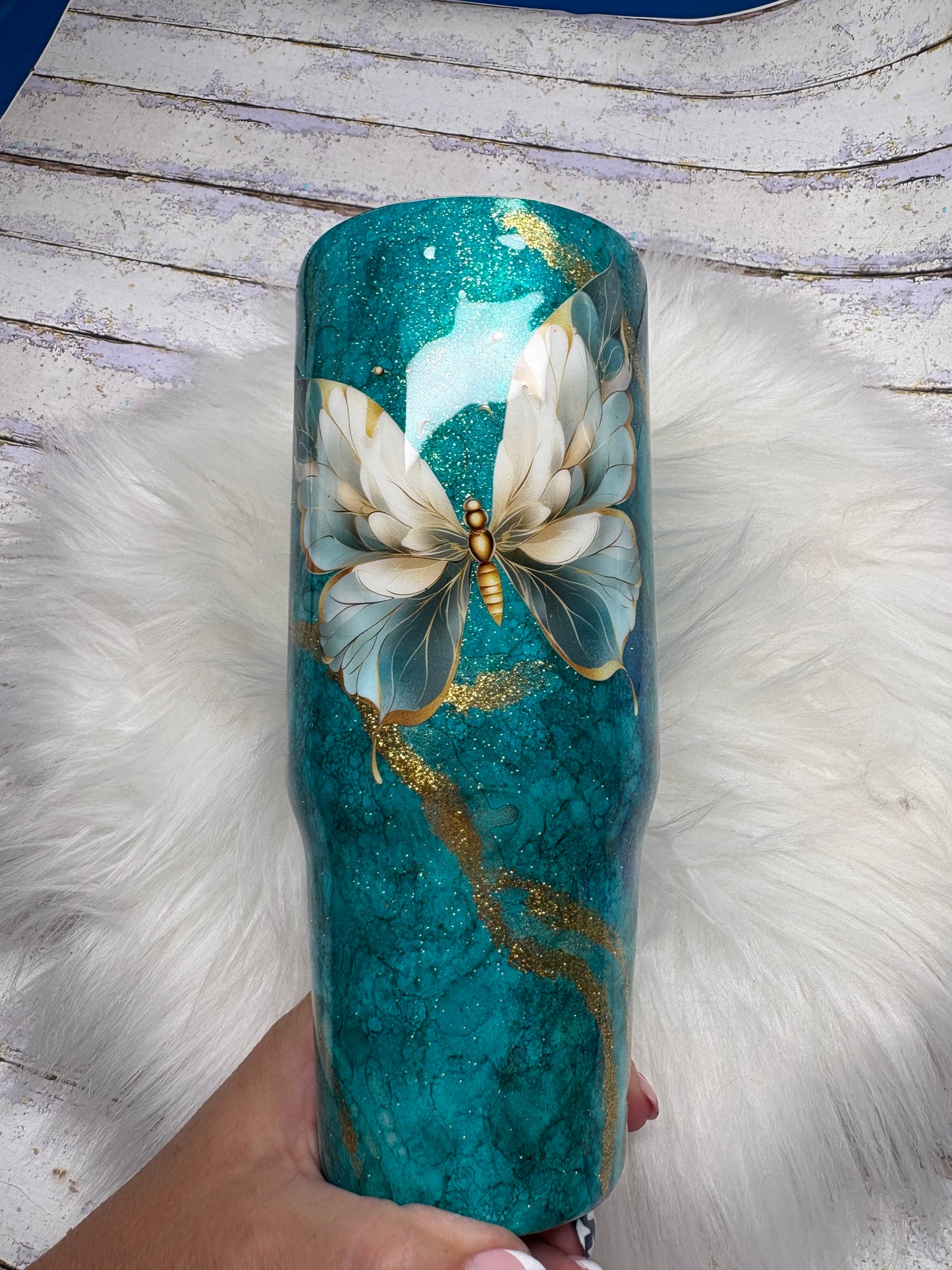 🦋 Golden Wings 30 oz Handled Tumbler 🦋