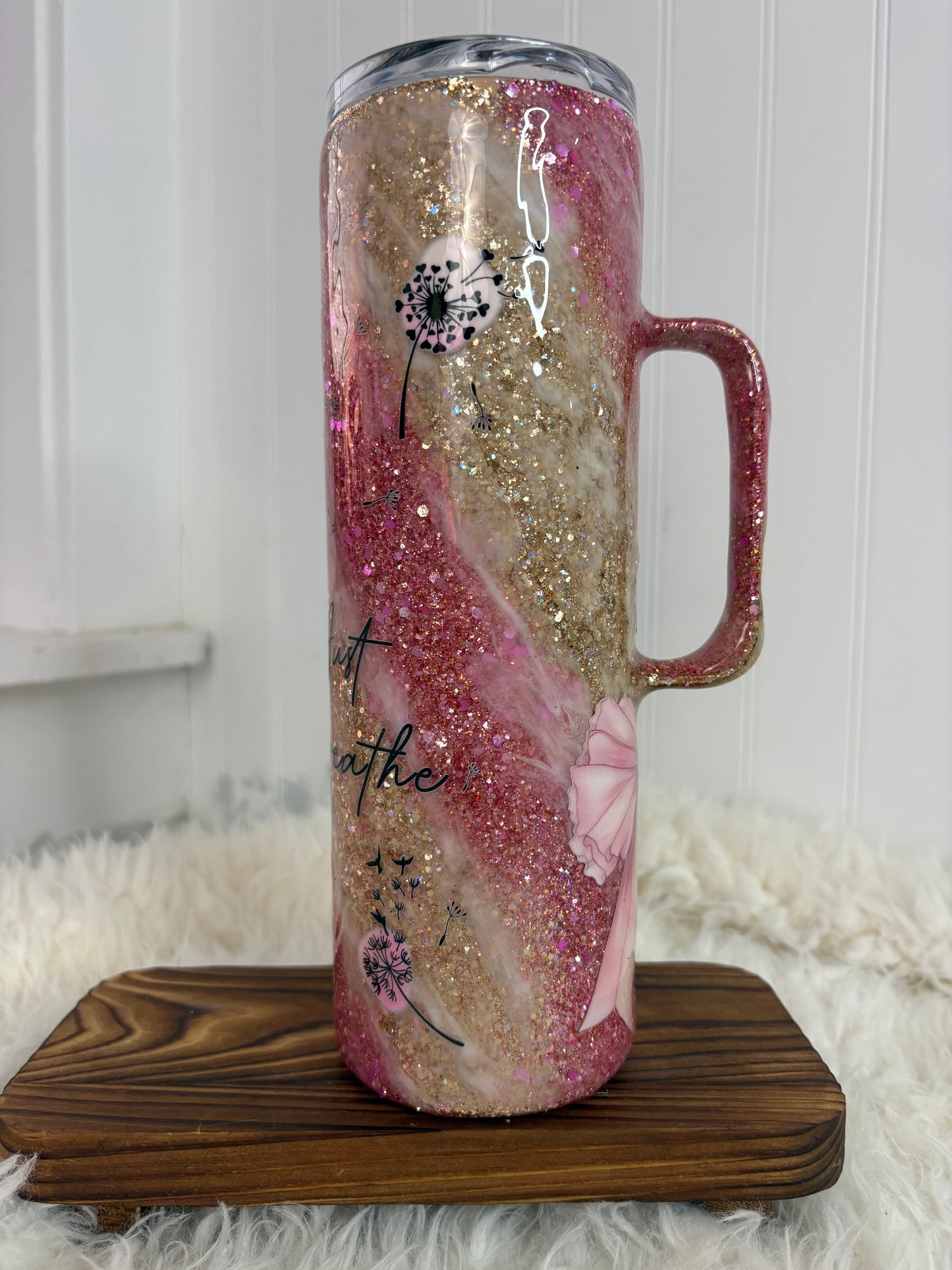 30 oz “Just Breathe” Skinny Handled Tumbler