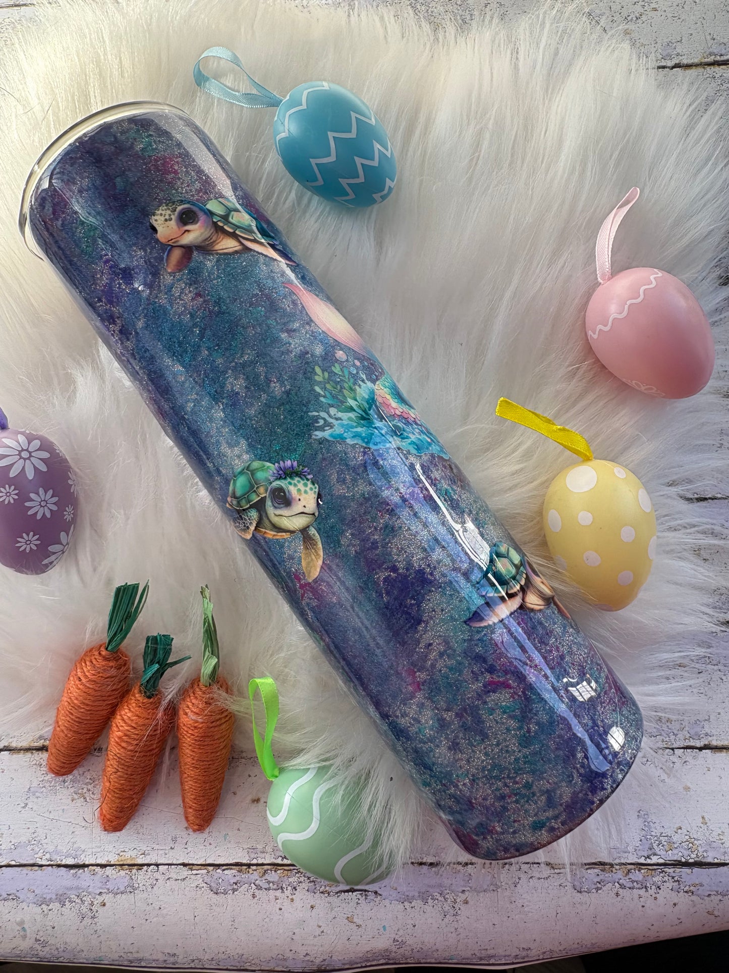 30 oz Mermaid & Sea Turtle Mica Patina Tumbler