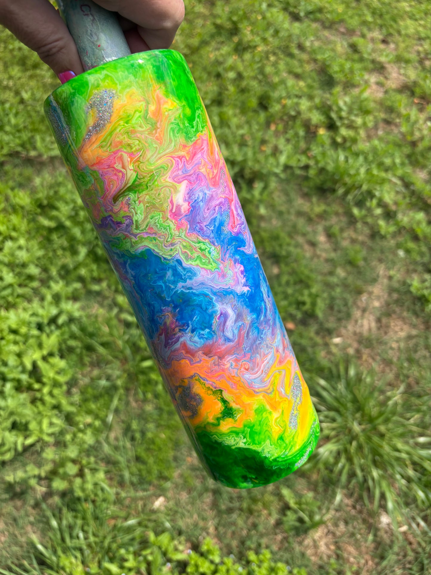 30 oz Custom Colorful Swirl Tumbler with Dual Lids