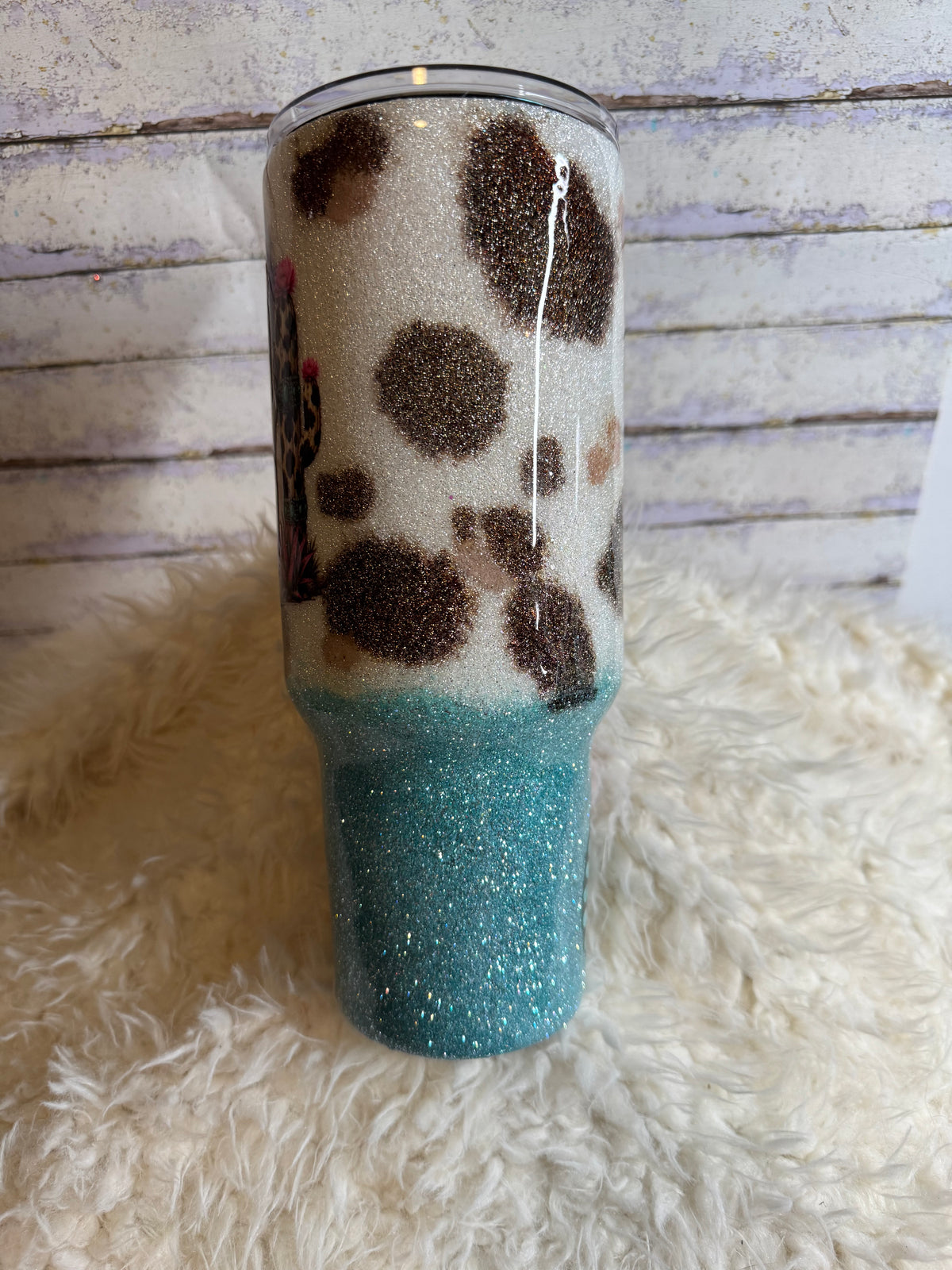 Western Cactus 40 oz Glitter Tumbler