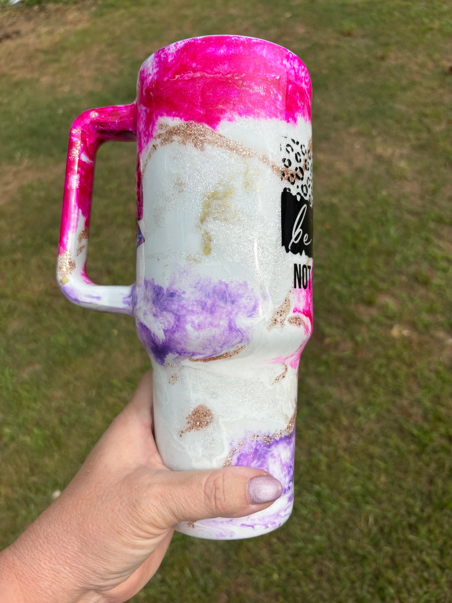 40 oz “Be Real Not Perfect” Handled Tumbler 💖✨
