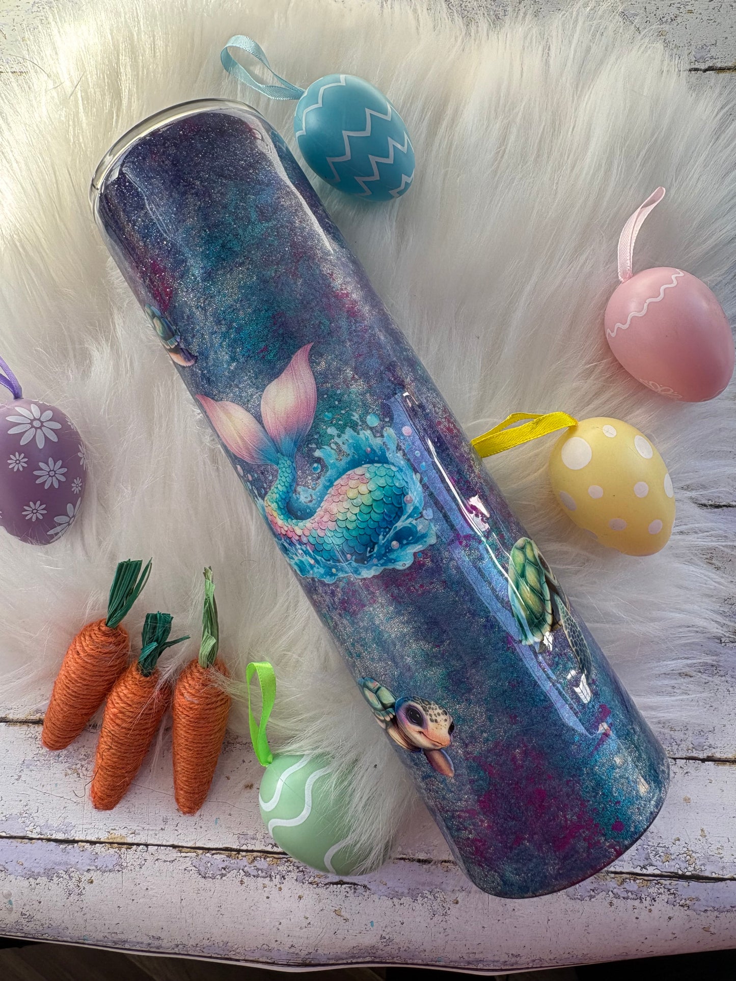 30 oz Mermaid & Sea Turtle Mica Patina Tumbler