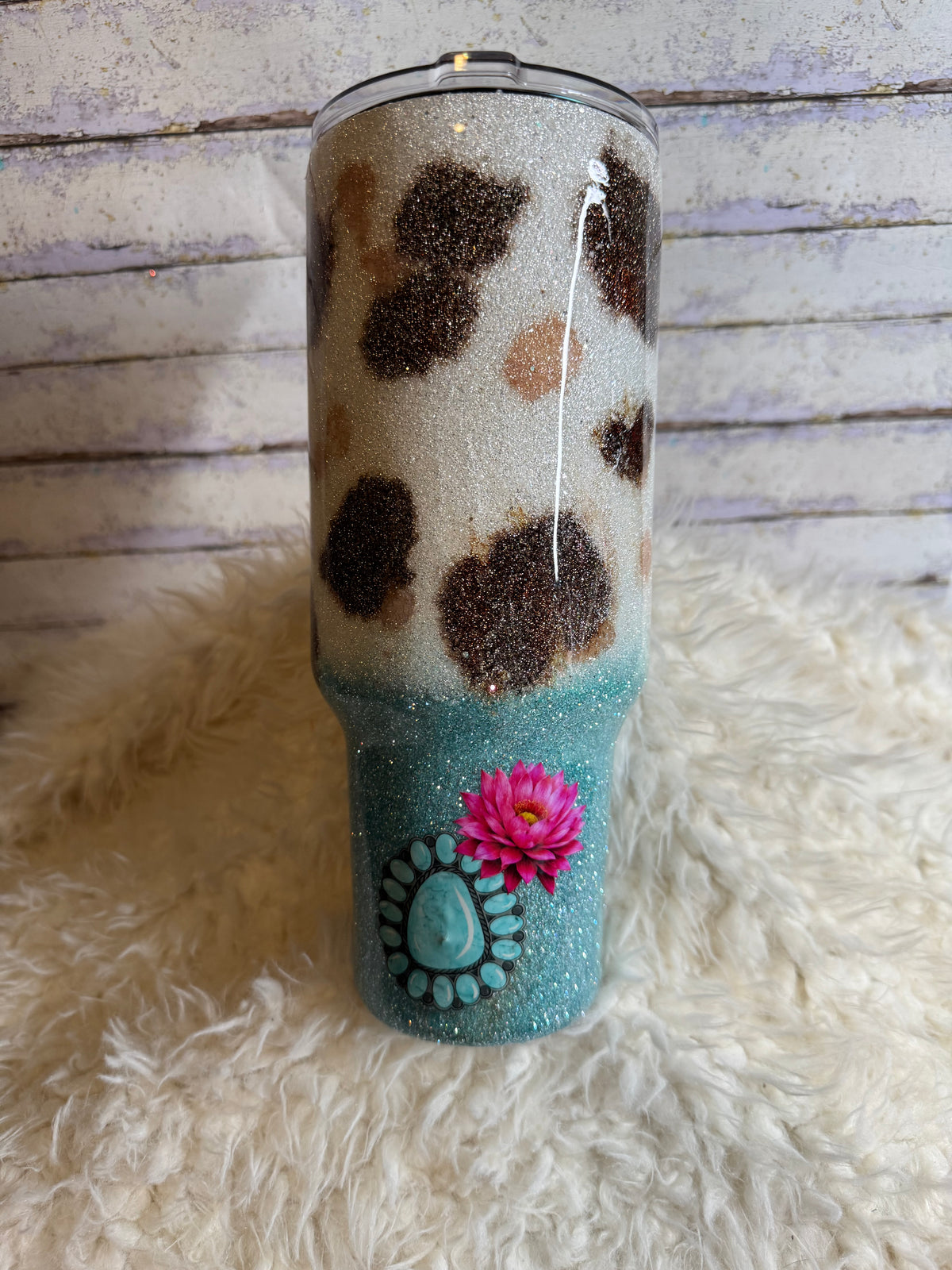 Western Cactus 40 oz Glitter Tumbler