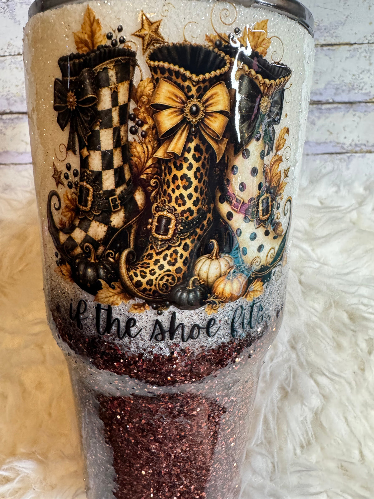 If the Shoe Fits – 30 oz Western Fall Glitter Tumbler