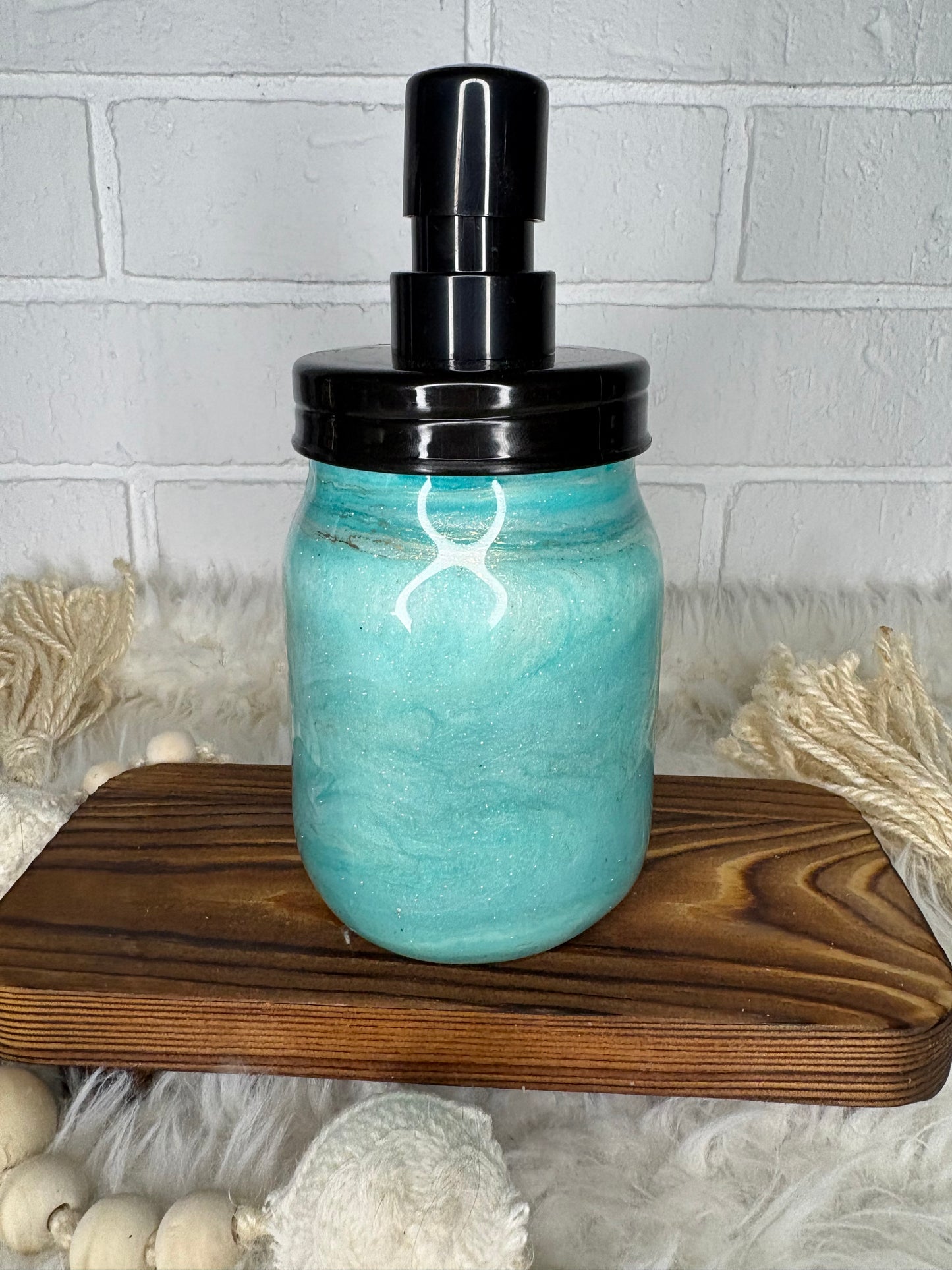 ✨🧼 Teal Floral “SOAP” Dispenser 🧼✨