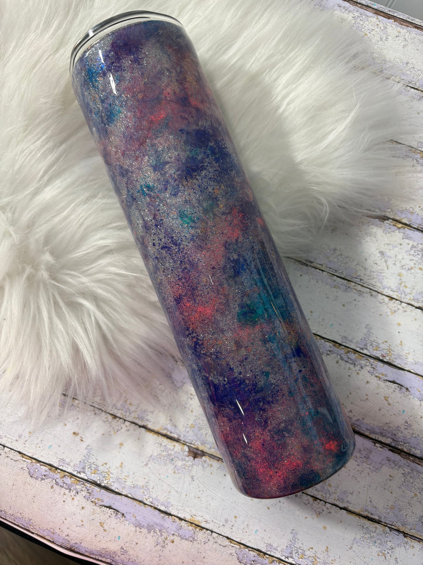 35 oz Mica Patina Sarcastic Tumbler – “Allergic to Stupidity” Handmade Glitter Cup